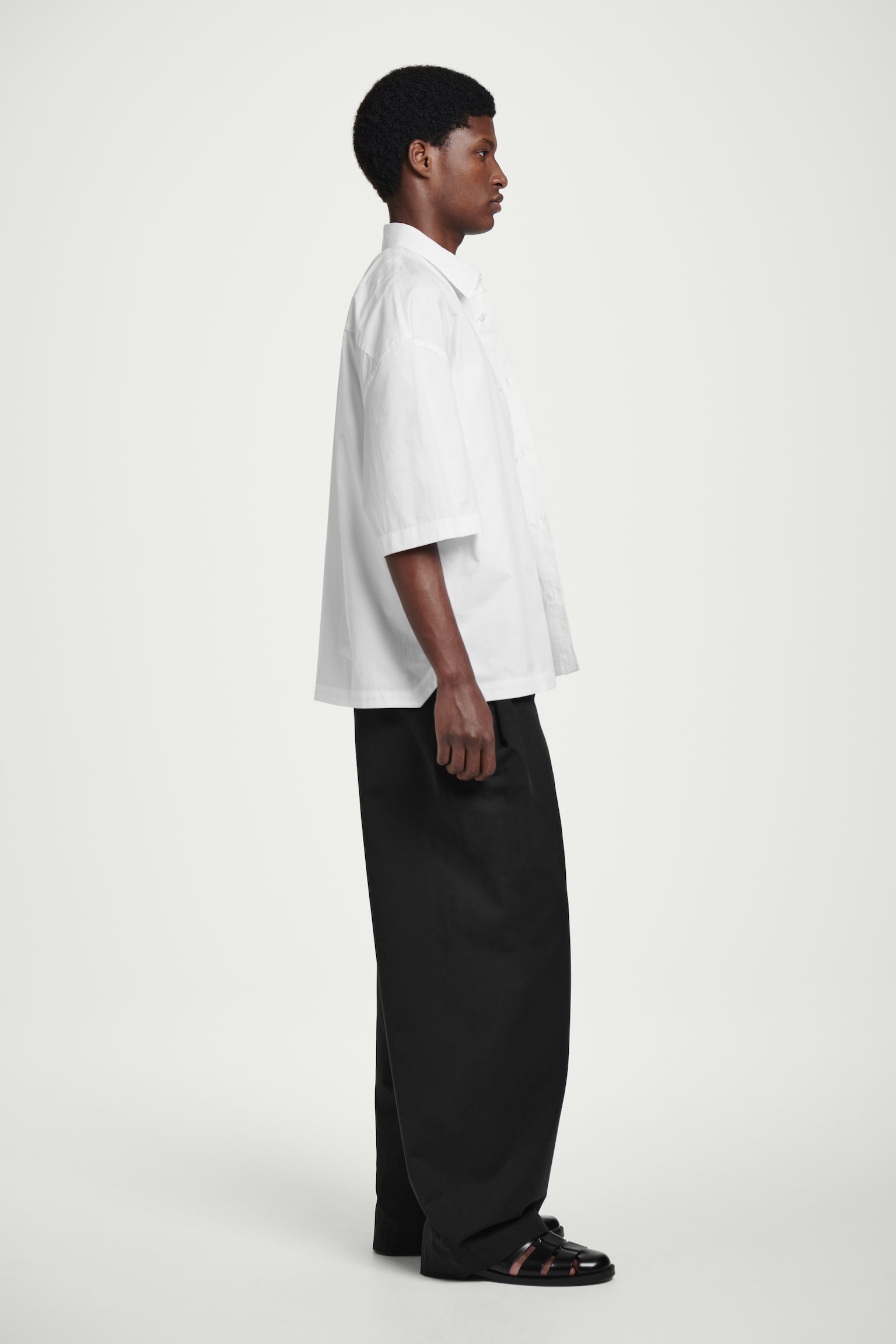 CHEMISE MANCHES COURTES SILHOUETTE CARRÉE EN COTON - BLANC/SARCELLE - 6