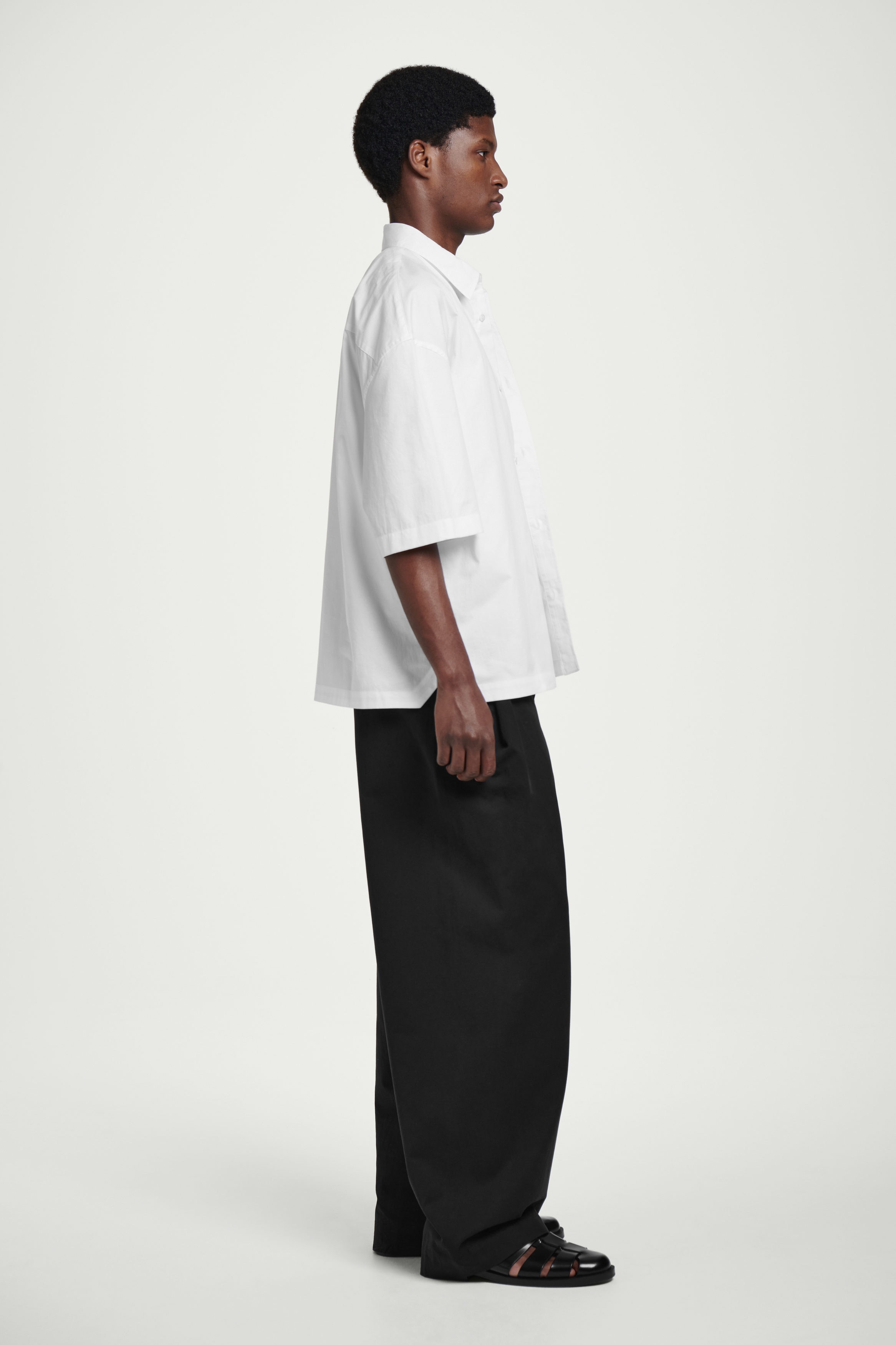 BOXY SHORT-SLEEVED COTTON SHIRT - WHITE | COS