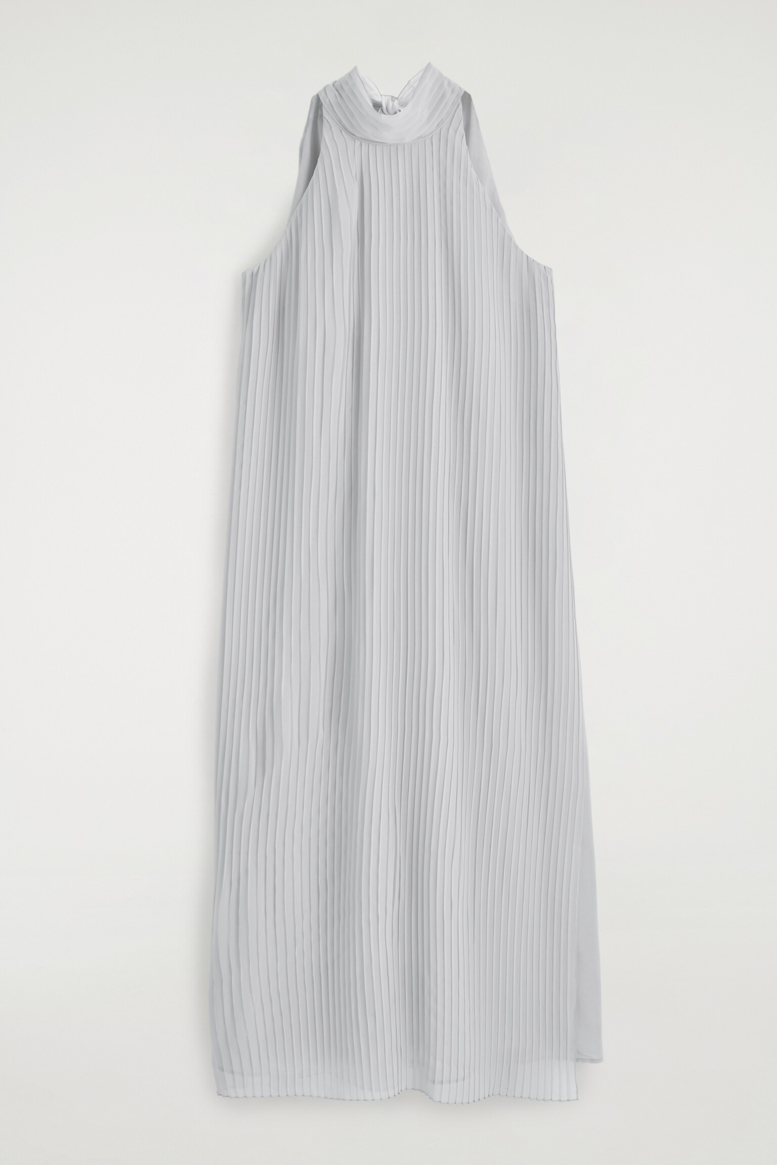 VESTIDO LARGO PLISADO CON CUELLO HALTER - AZUL CLARO - 2