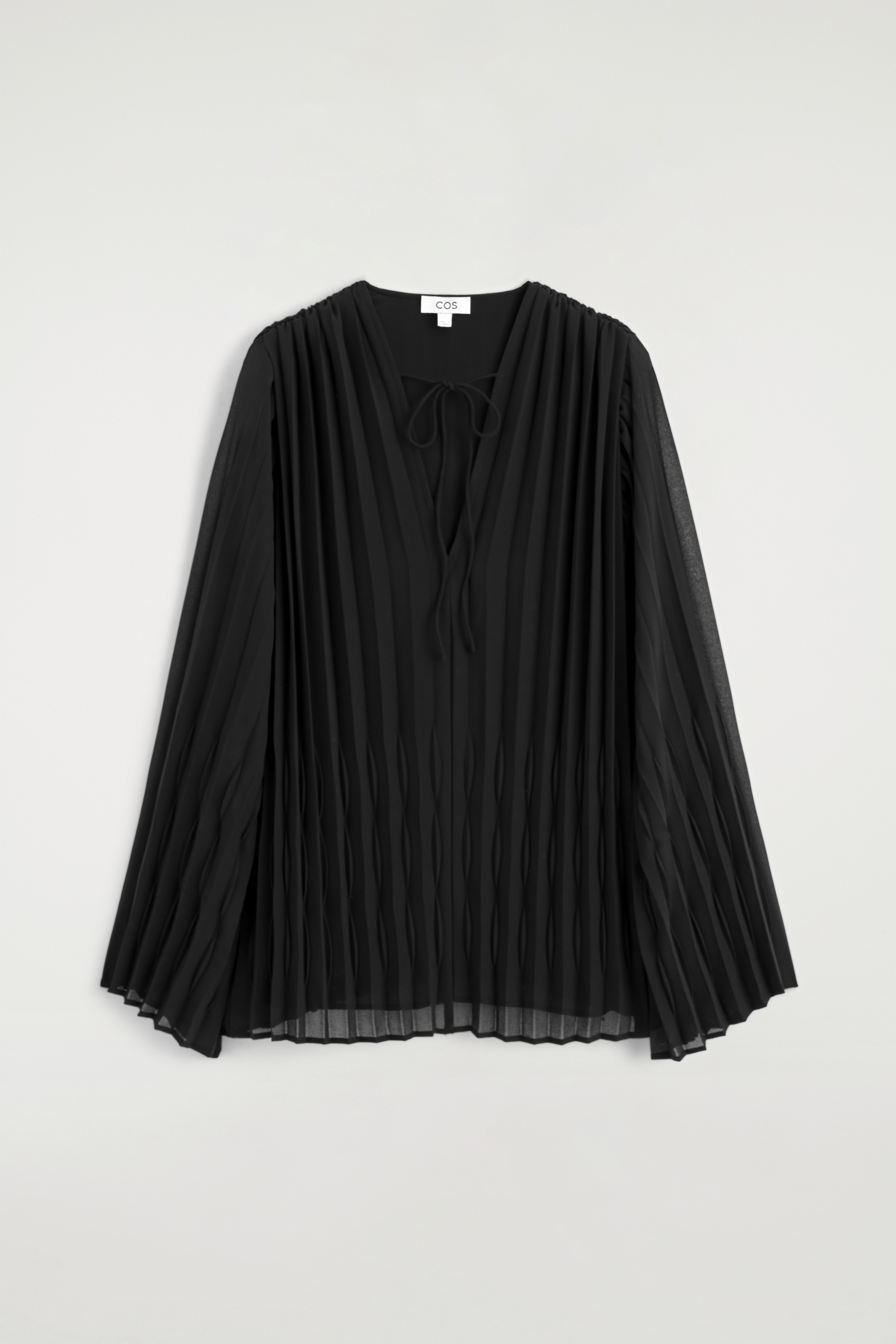 BLUSA PLISSÉ IN GEORGETTE CON LACCETTI SUL DAVANTI - NERO/RUGGINE