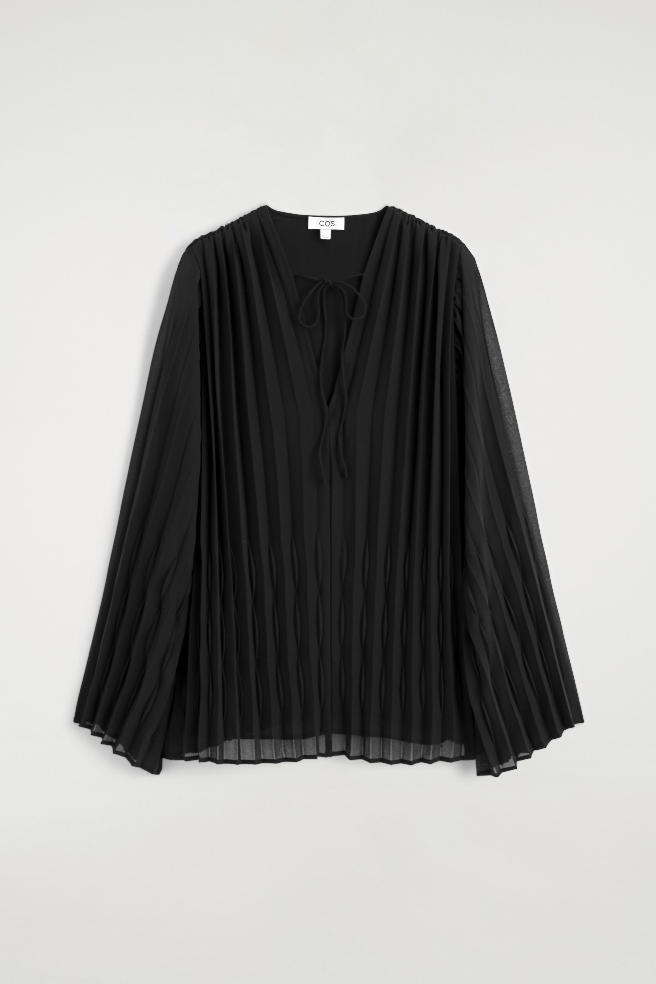 TIE-FRONT PLEATED GEORGETTE BLOUSE