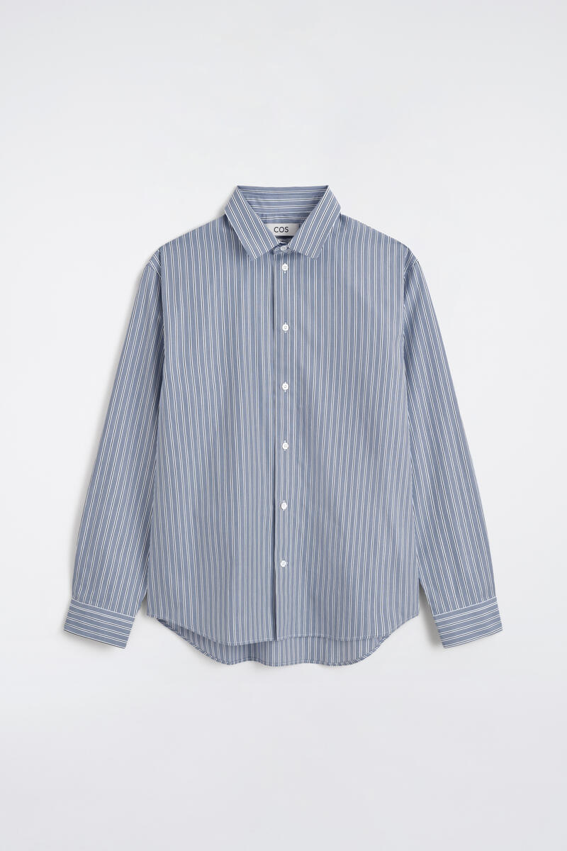 Relaxed Striped Cotton Shirt in Blue