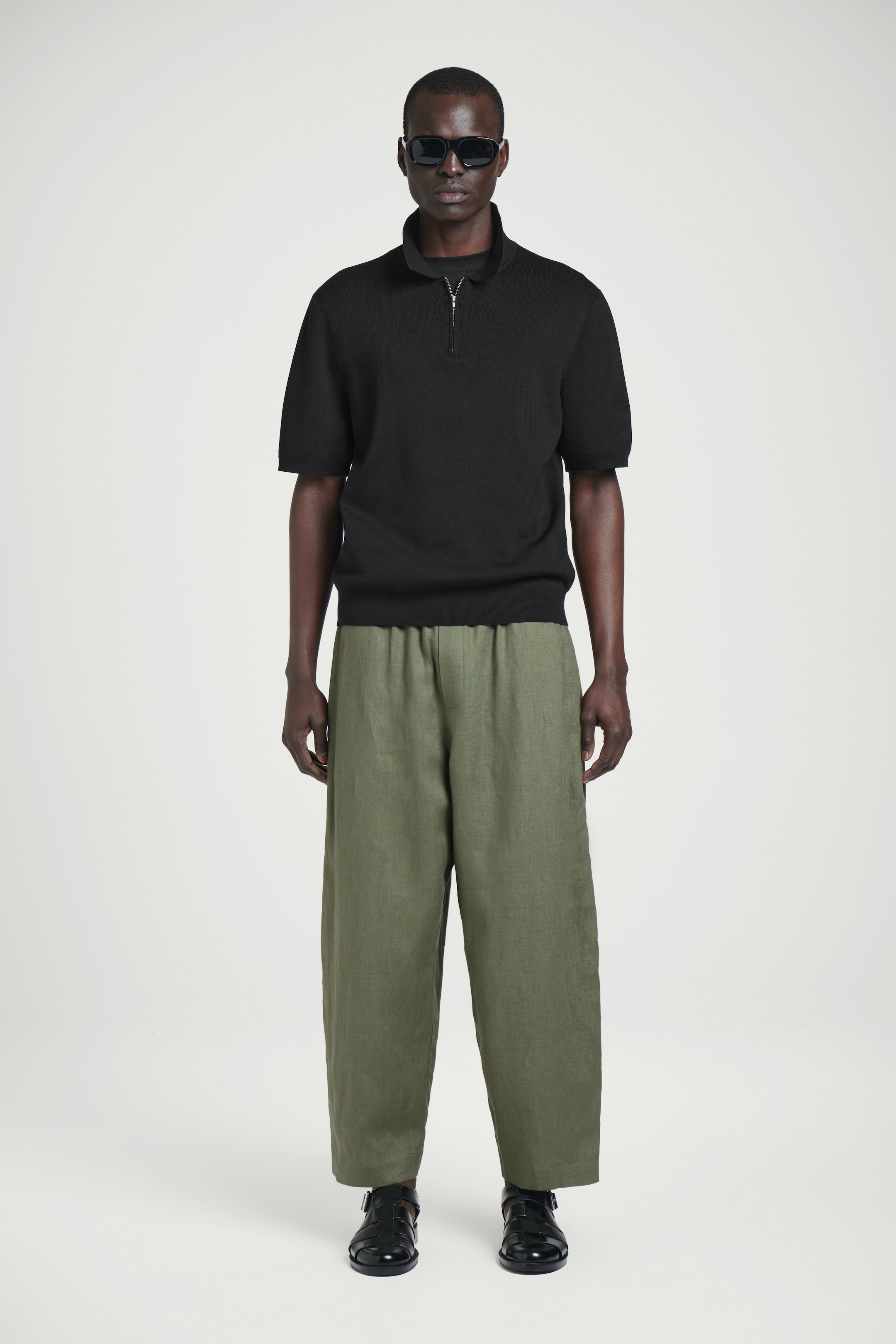 Agrandir l'image: PANTALON LARGE À TAILLE ÉLASTIQUÉE EN LIN - VERT - HOMME | H&M FR 1