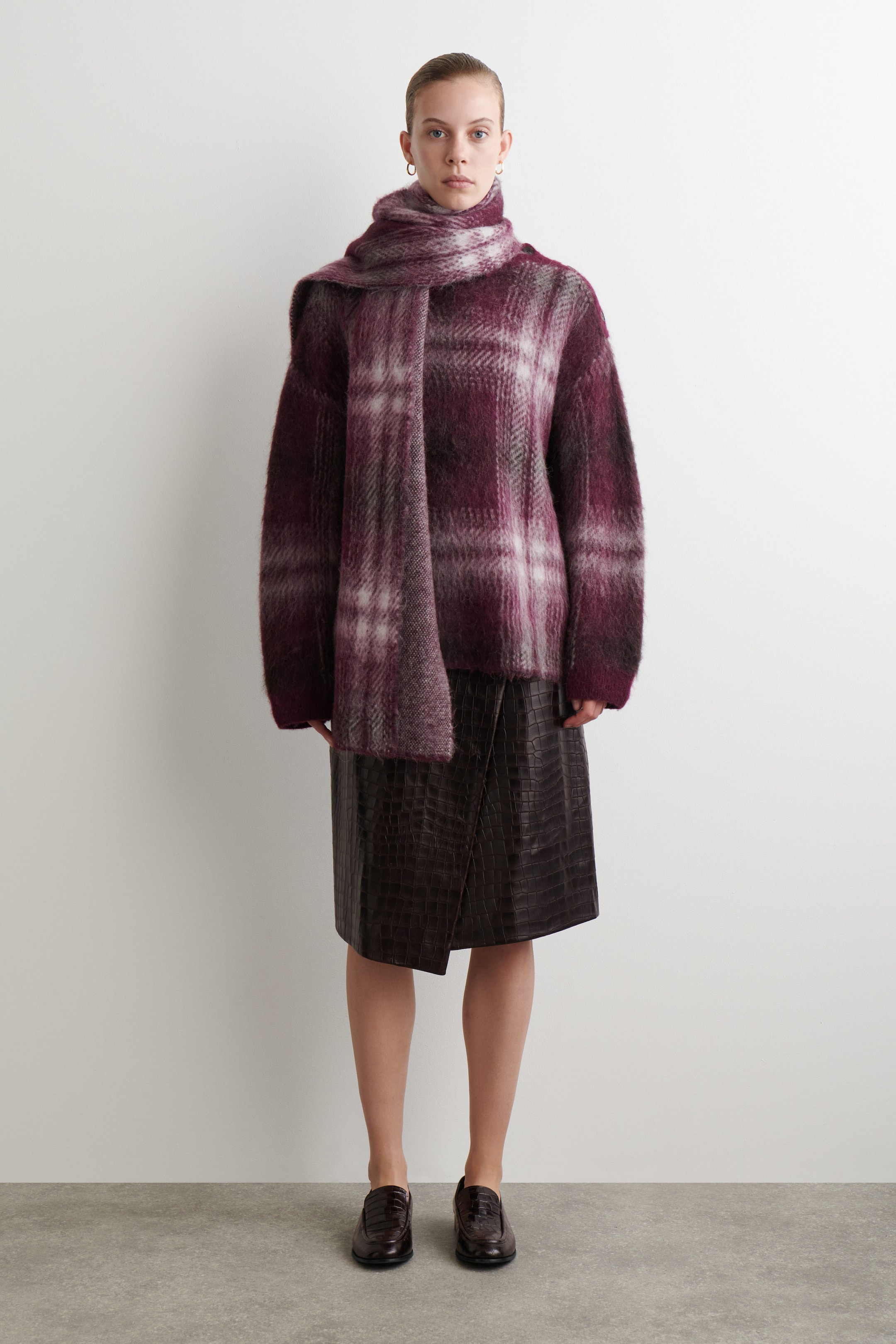 CHECKED ALPACA-BLEND SCARF