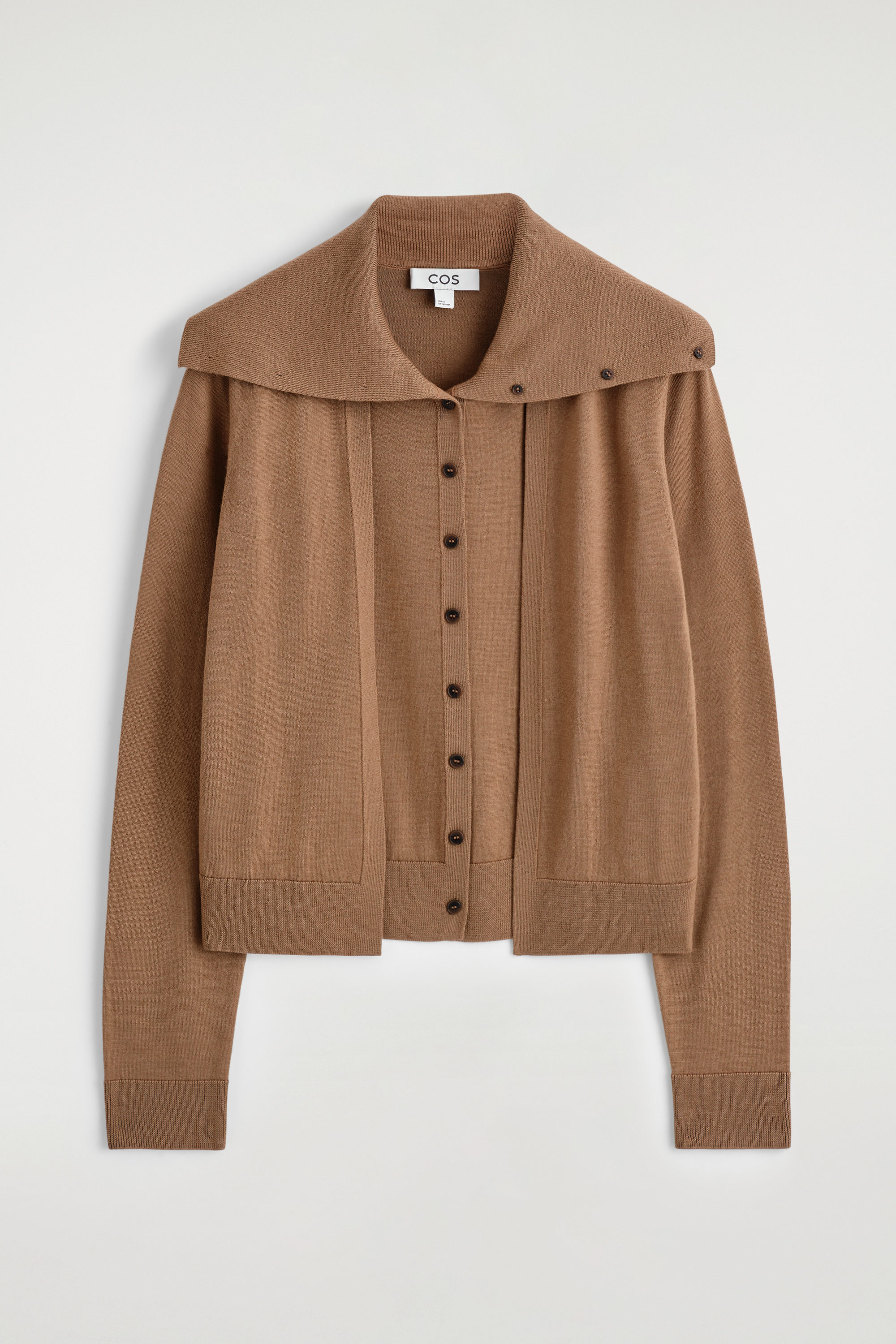 LAYERED MERINO WOOL TURTLENECK CARDIGAN - CAMEL | COS US