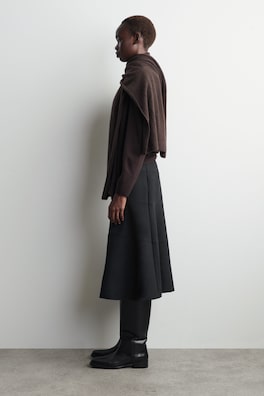 CURVED A-LINE MIDI SKIRT — DARK GREY 2