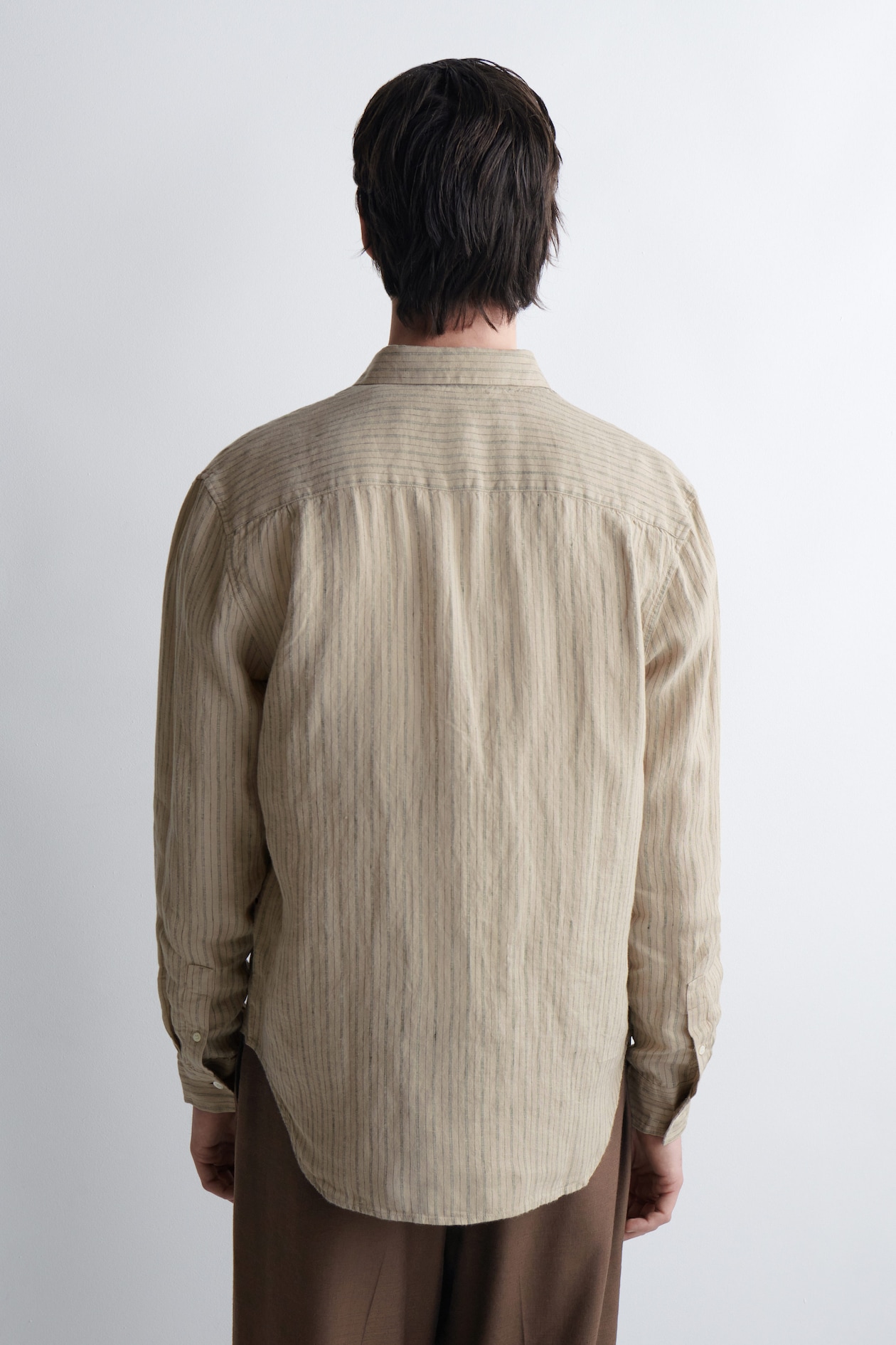 RELAXED LINEN SHIRT — BEIGE / STRIPED