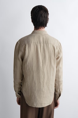 RELAXED LINEN SHIRT — BEIGE / STRIPED 4