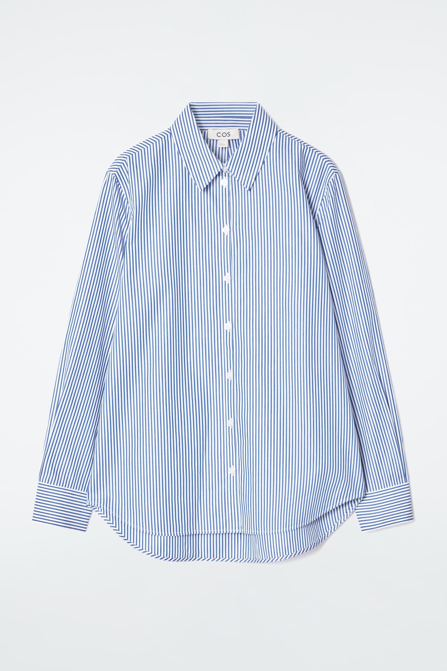 REGULAR CURVED-HEM SHIRT - BLUE / STRIPED/WHITE - 1