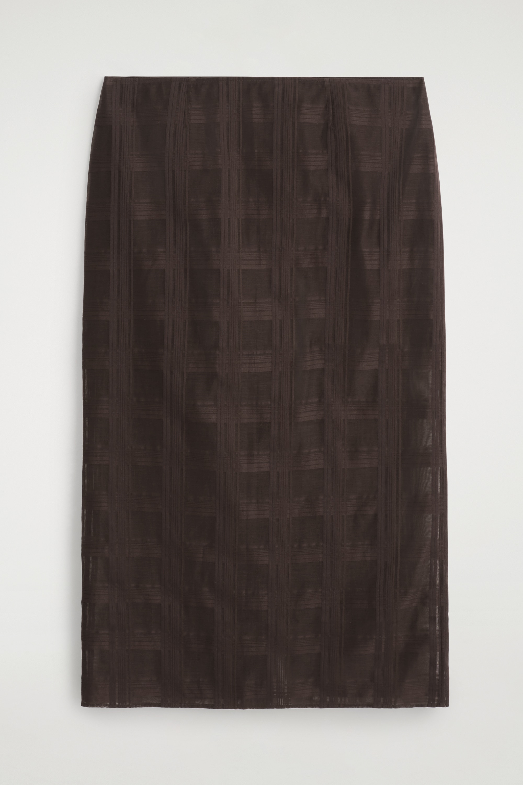 FALDA MIDI DE CUADROS SEMITRANSPARENTE - MARRÓN OSCURO