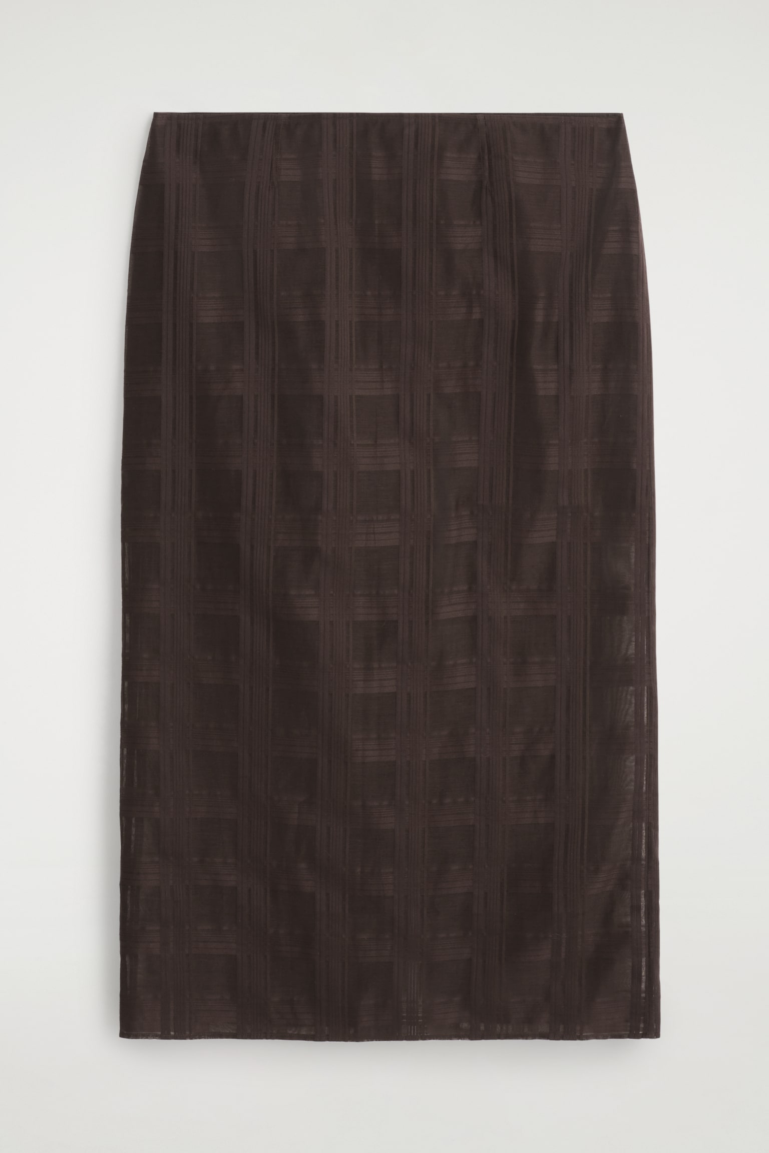 FALDA MIDI DE CUADROS SEMITRANSPARENTE - MARRÓN OSCURO - 2