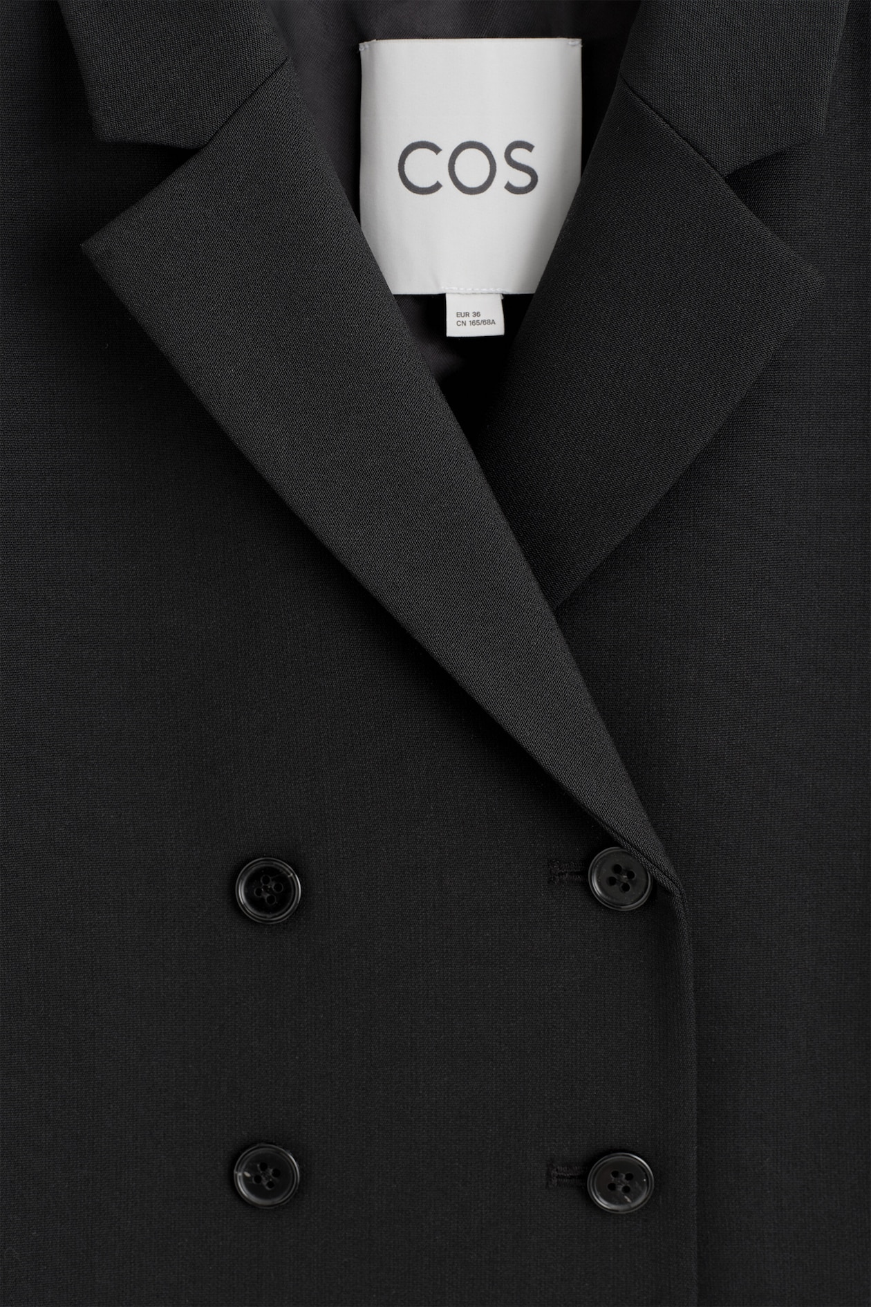 DOUBLE-BREASTED PEPLUM BLAZER — BLACK
