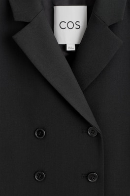 DOUBLE-BREASTED PEPLUM BLAZER — BLACK 7