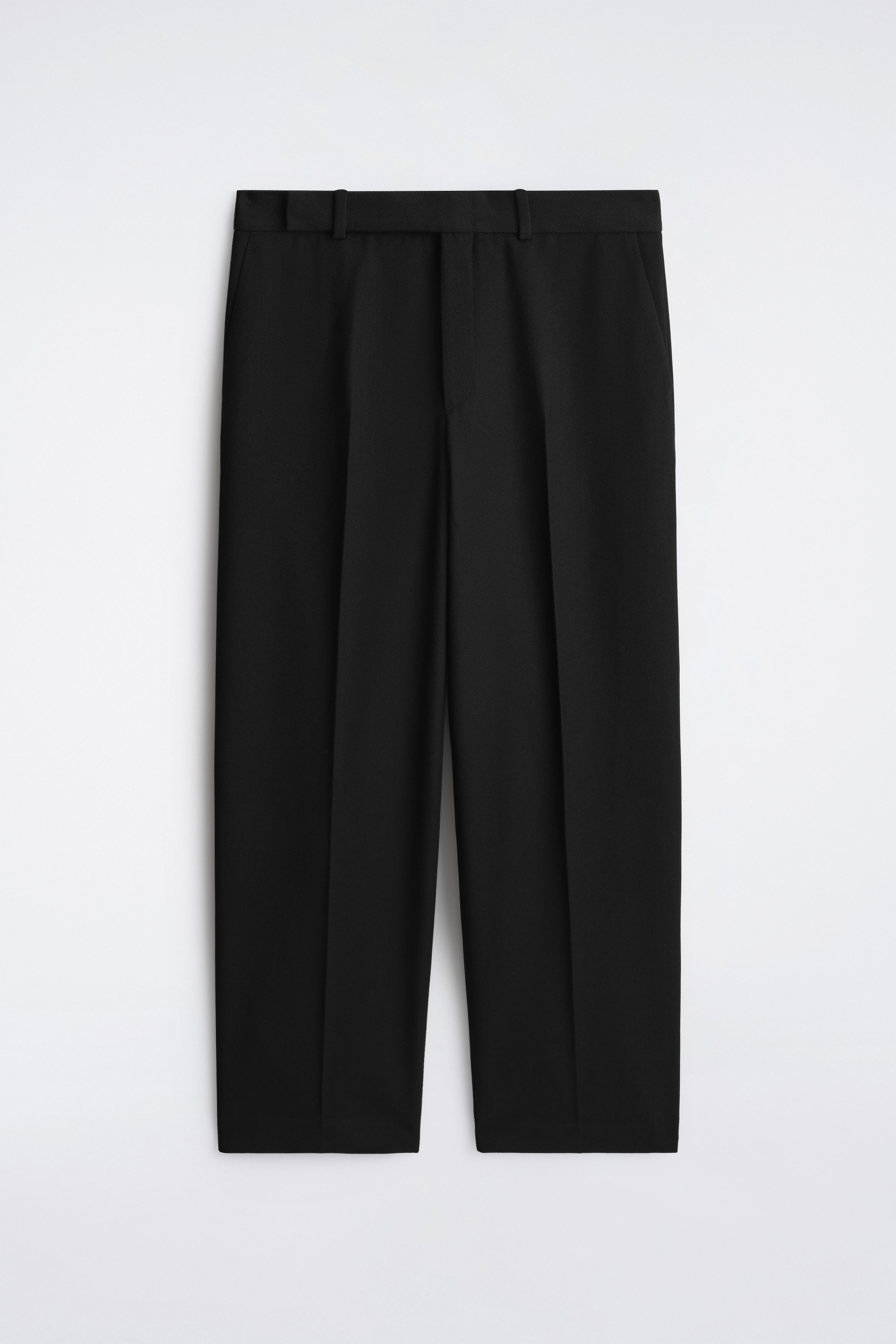 PLEATED WOOL STRAIGHT-LEG TROUSERS - NAVY / CHECKED | COS