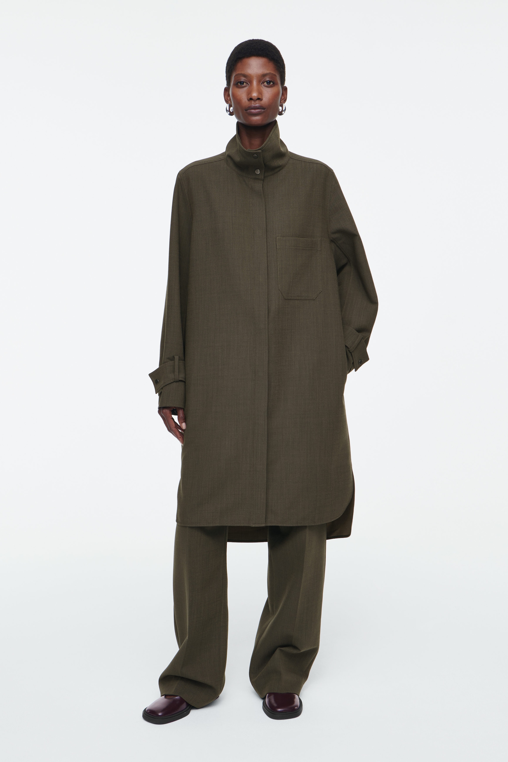 OVERSIZED WOOL-BLEND SHIRT DRESS