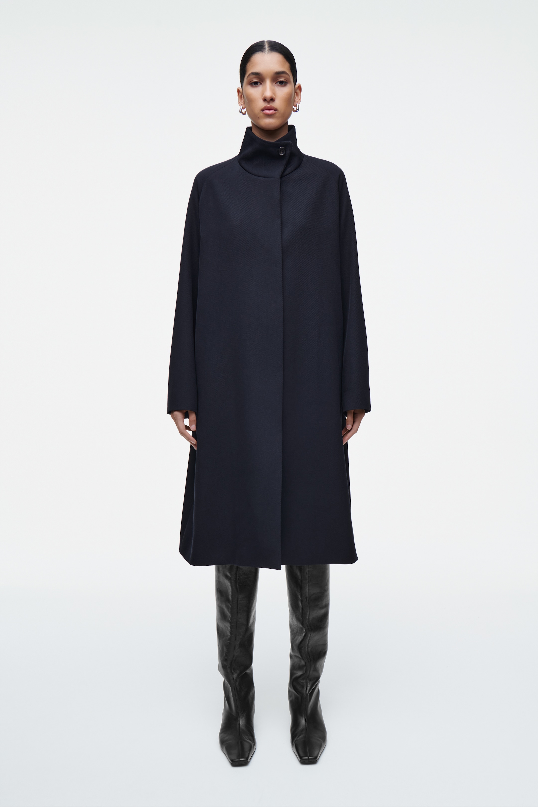Agrandir l'image: MANTEAU TRAPÈZE EN LAINE MÉLANGÉE - BLEU MARINE - FEMME | H&M FR 1