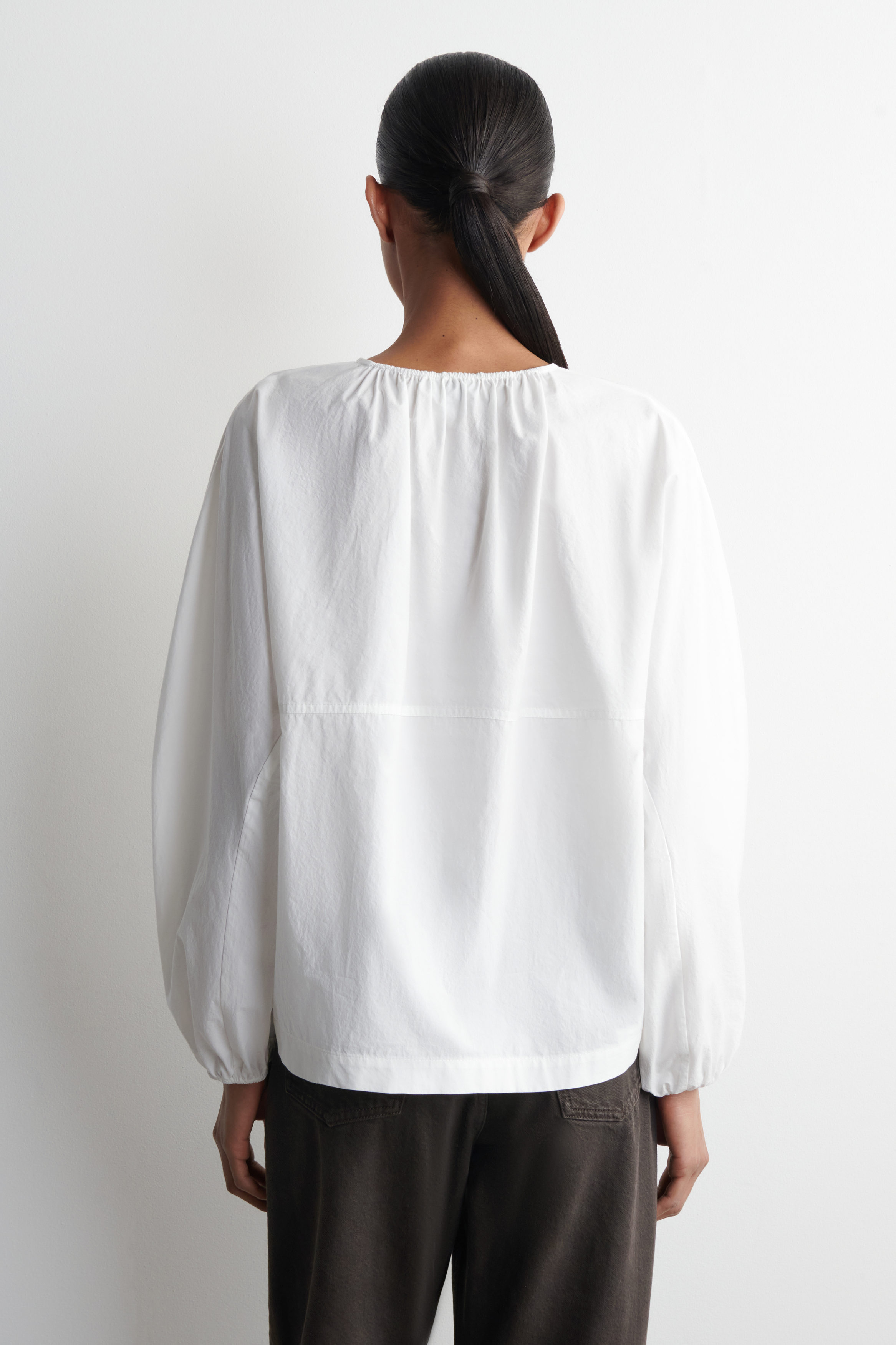 GATHERED PIMA COTTON BLOUSE - WHITE | COS US