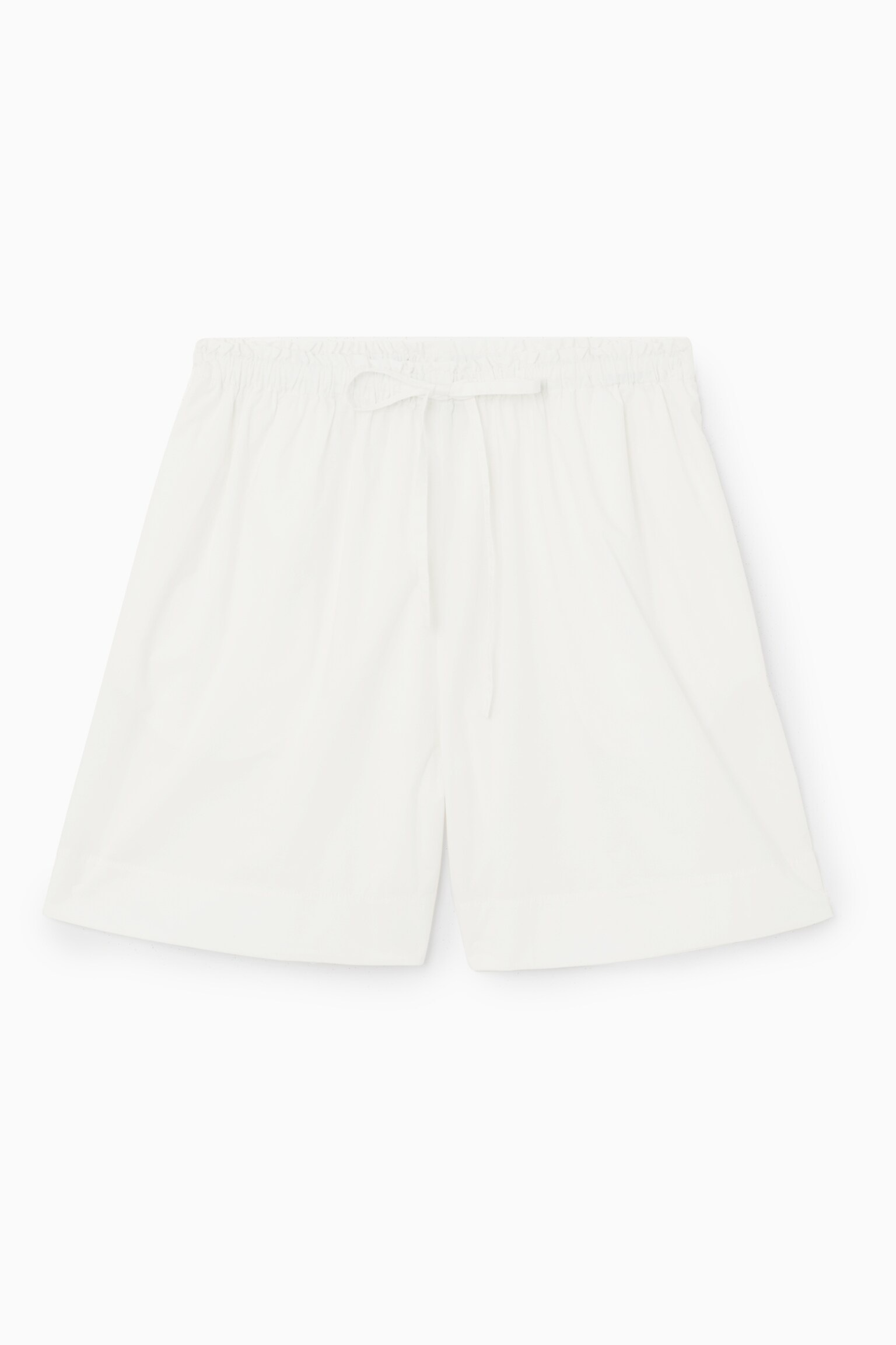 GATHERED DRAWSTRING SHORTS - WHITE/BROWN - 1