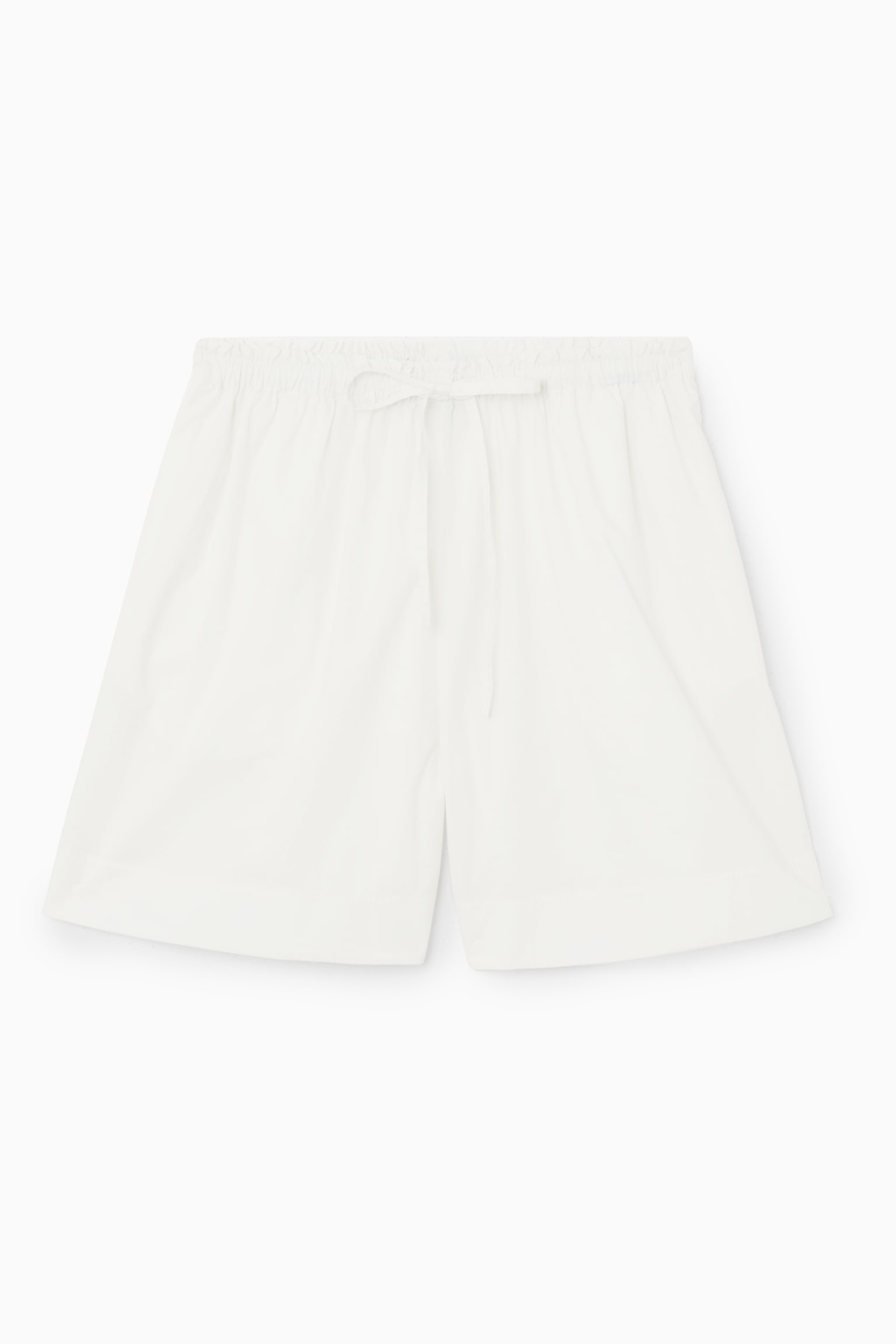 GATHERED DRAWSTRING SHORTS - WHITE/BROWN