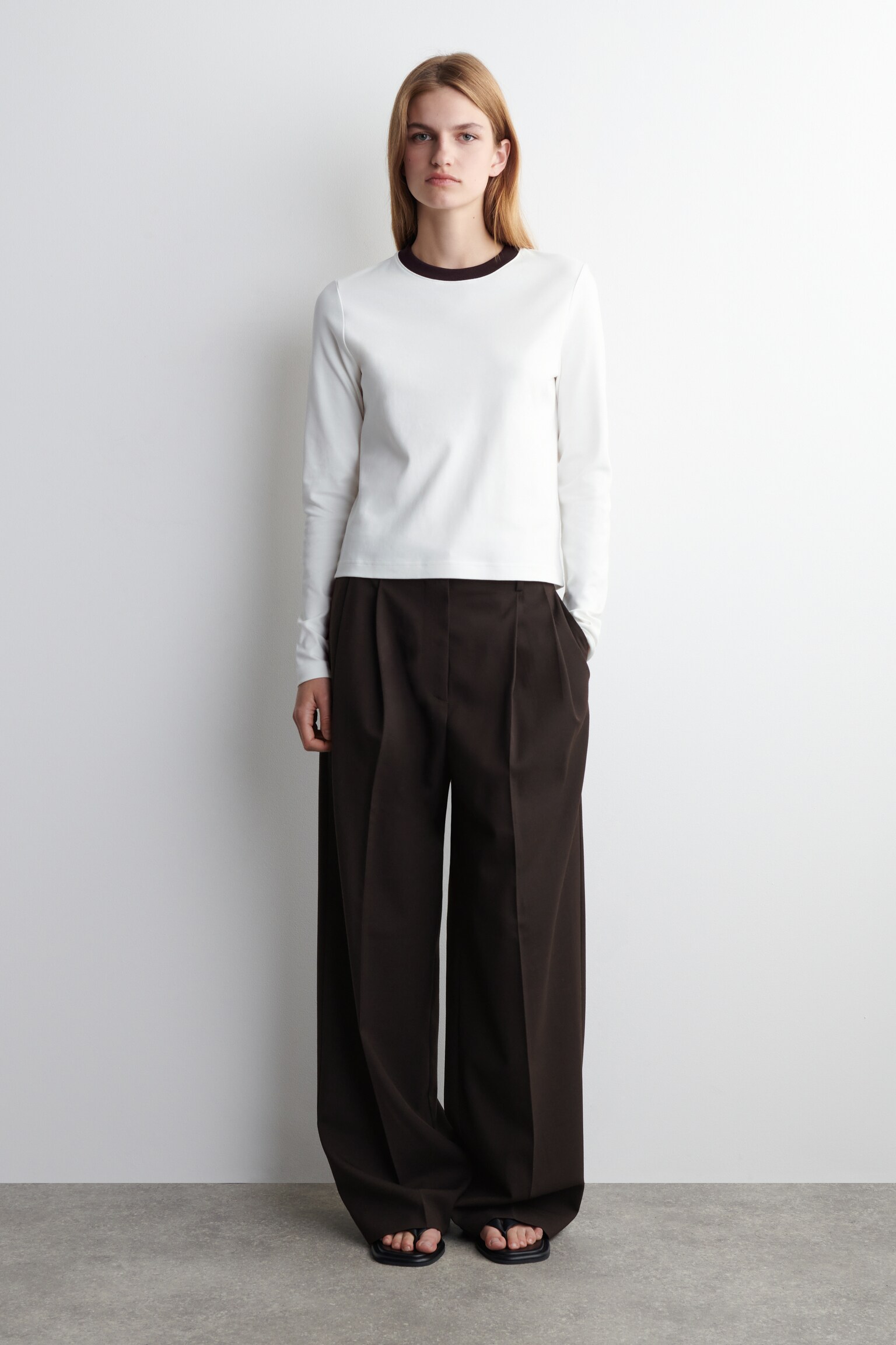 SCHLICHTES LANGARMSHIRT MIT NORMALER PASSFORM - WEISS/BRAUN/SCHWARZ/BEIGE/UNGEFÄRBT/Weiß/OLIVGRÜN MELIERT/HELLBLAU/BRAUN/GESTREIFT - 3