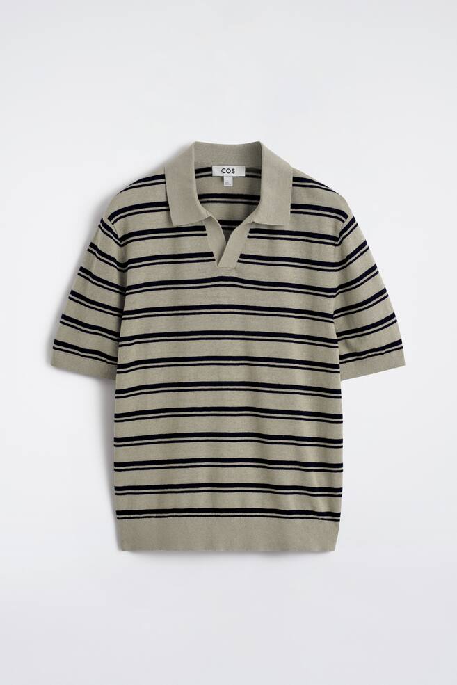 POLO IN MAGLIA DI LINO - BEIGE / MARRONE / RIGHE/VERDE SCURO - 1