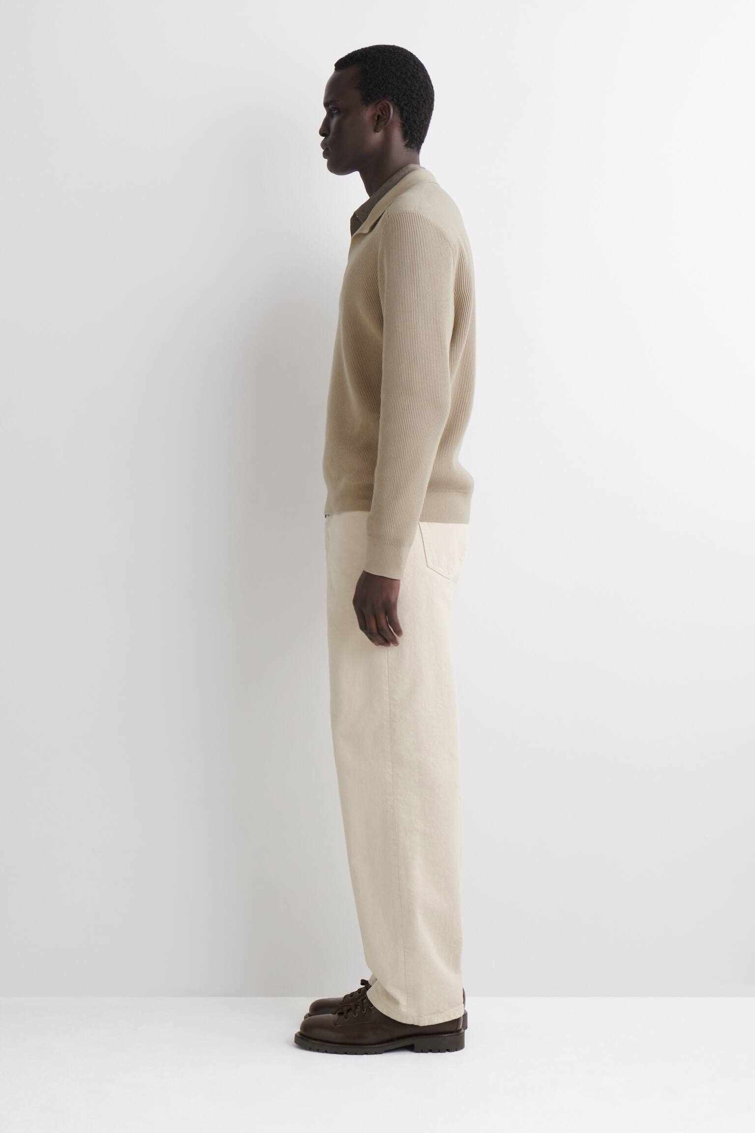 COTTON POLO JUMPER - BEIGE/NAVY - 3