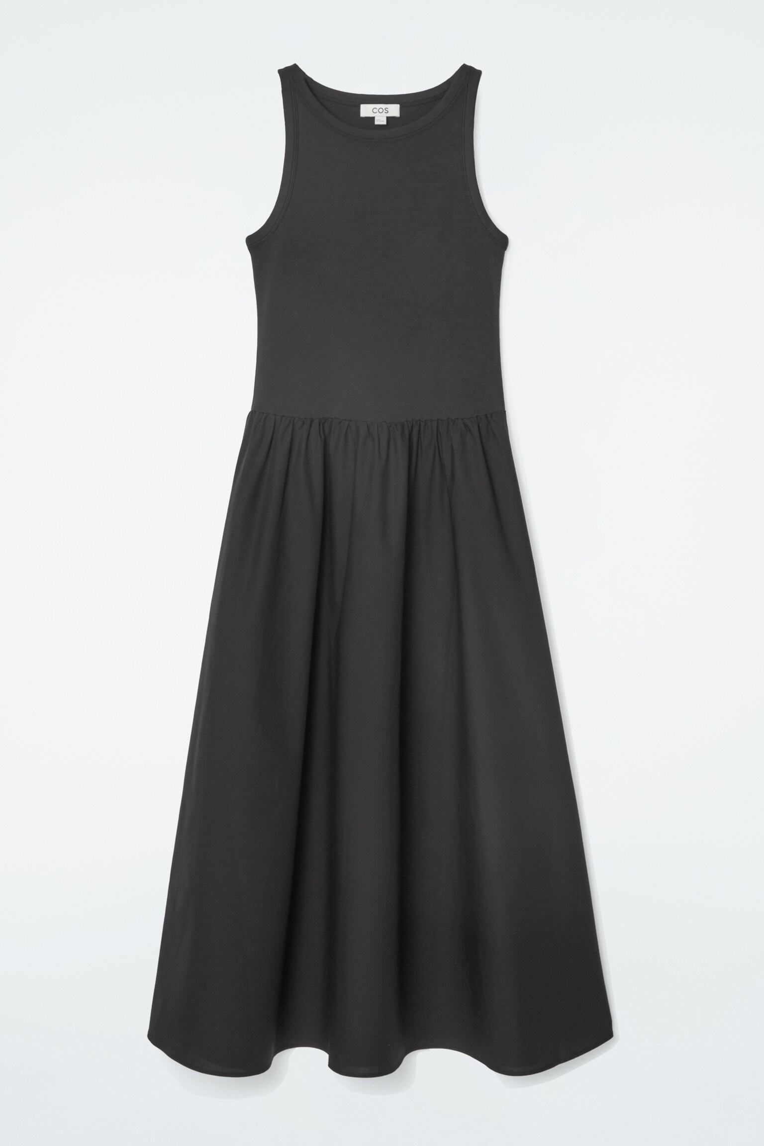 ROBE MIDI CONTRASTÉE - NOIR/VERT SAUGE