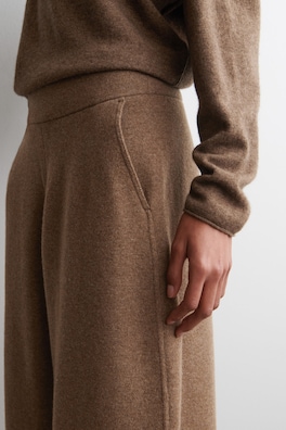 MERINO WOOL BARREL-LEG TROUSERS — BROWN MÉLANGE 4