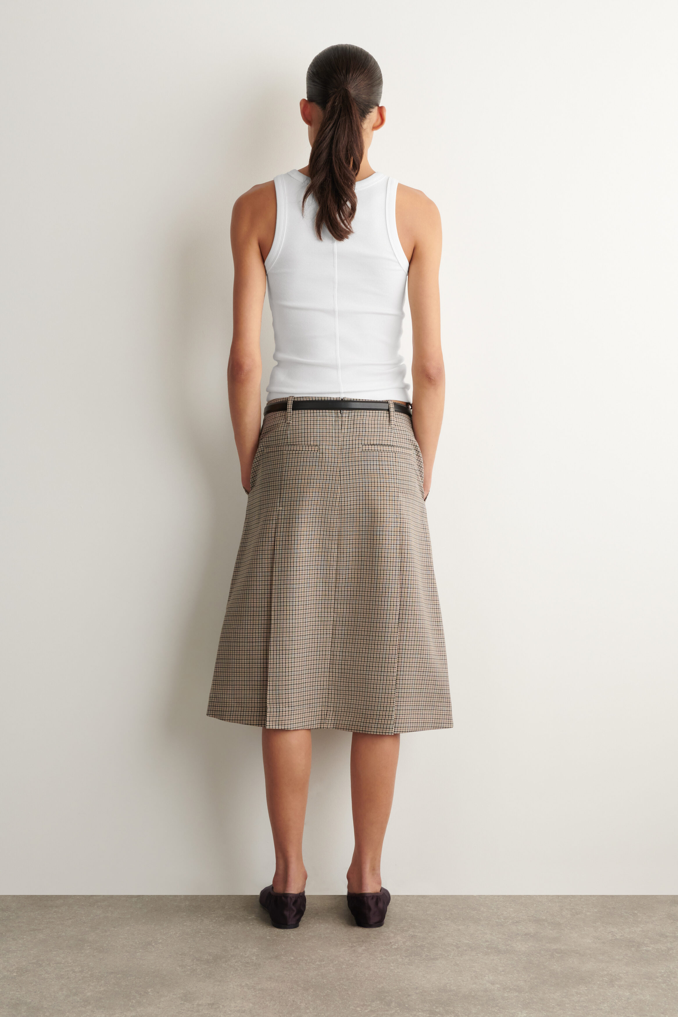 BOX-PLEAT CHECKED WOOL MIDI SKIRT - BEIGE / CHECKED | COS US