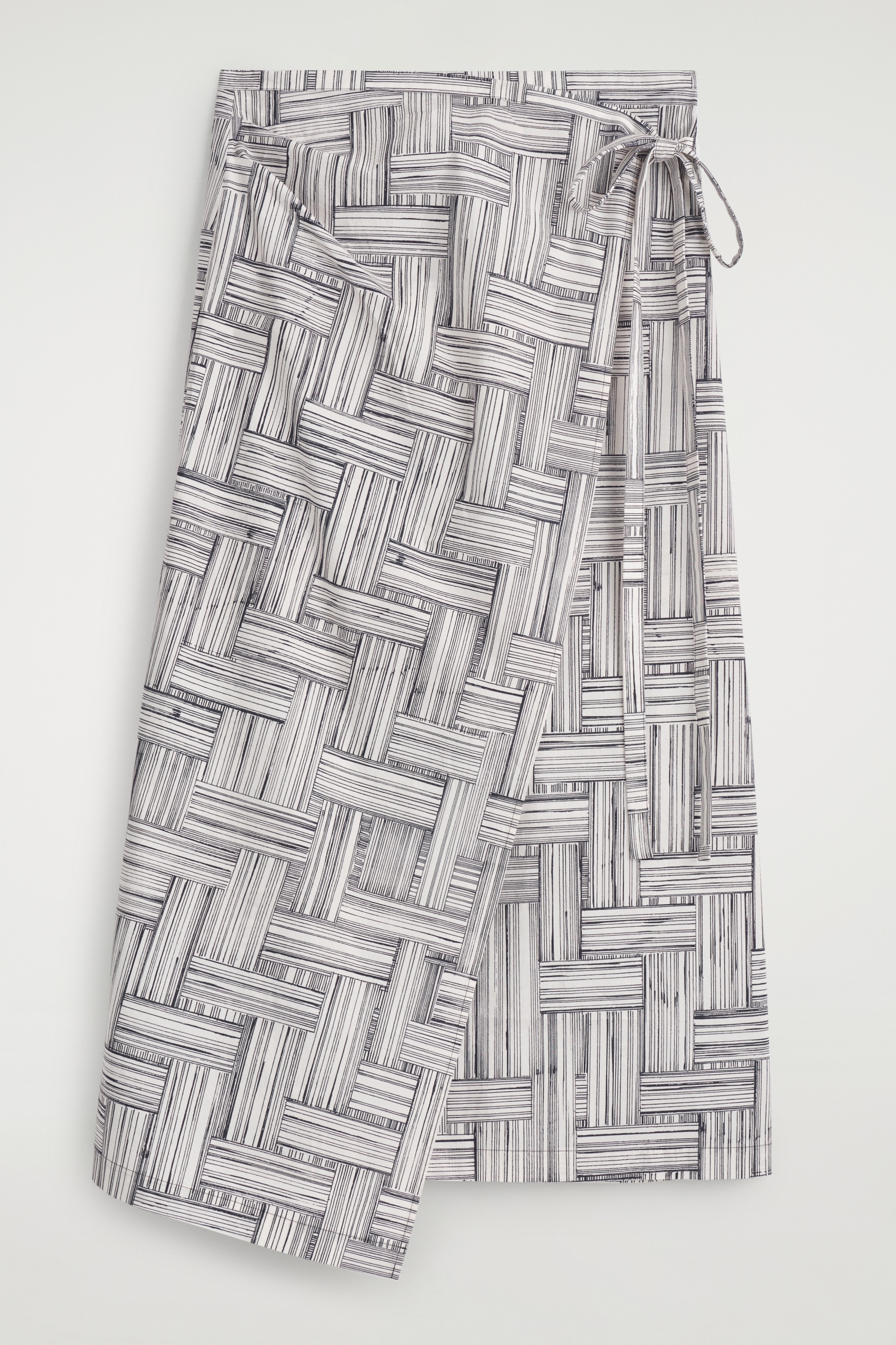 Bavlněná zavinovací sukně s potiskem - ECRU / NÁMOŘNICKÁ MODRÁ / POTISK