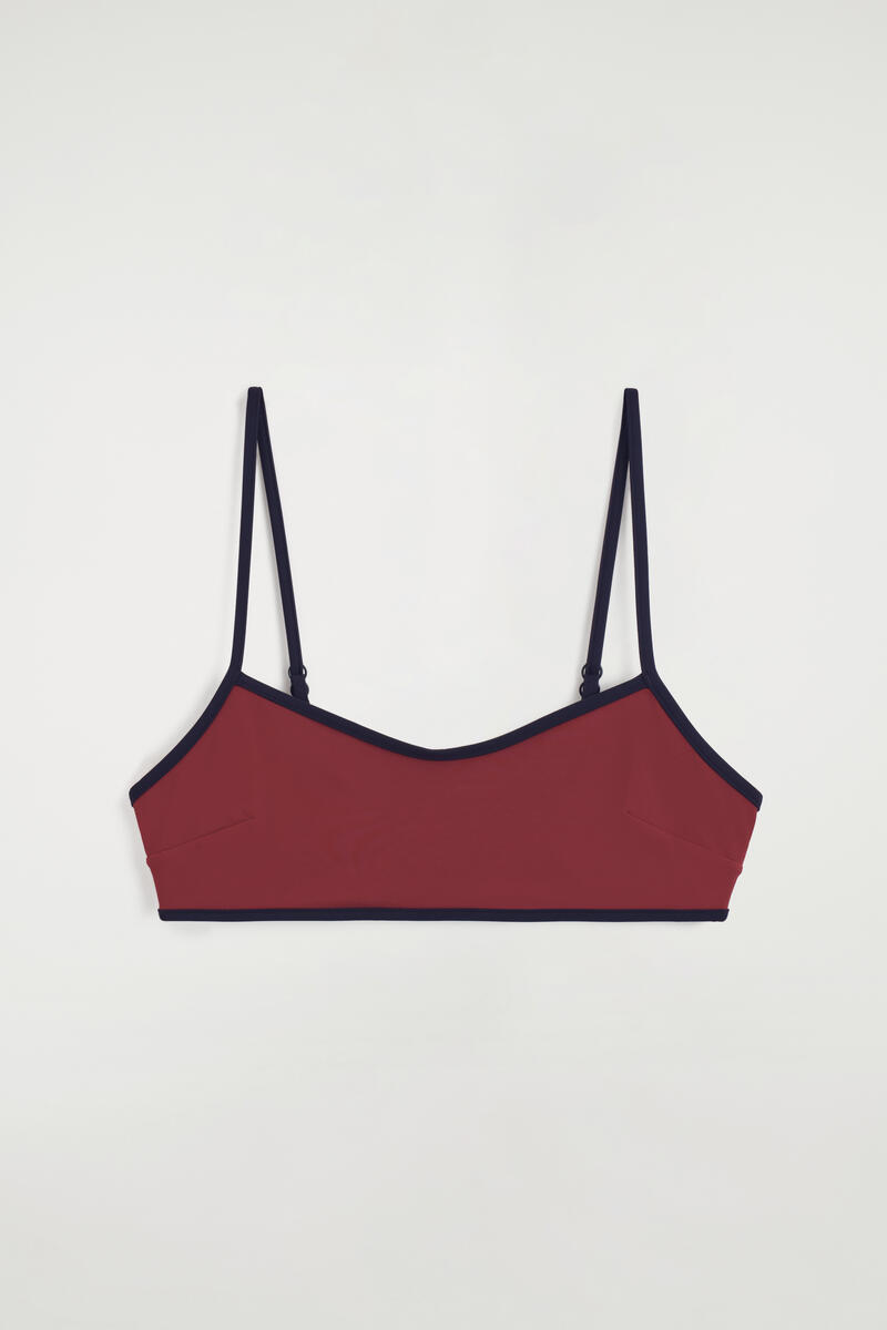 COS Contrast-Trimmed Scoop-Neck Bikini Top Navy Women's Size 44