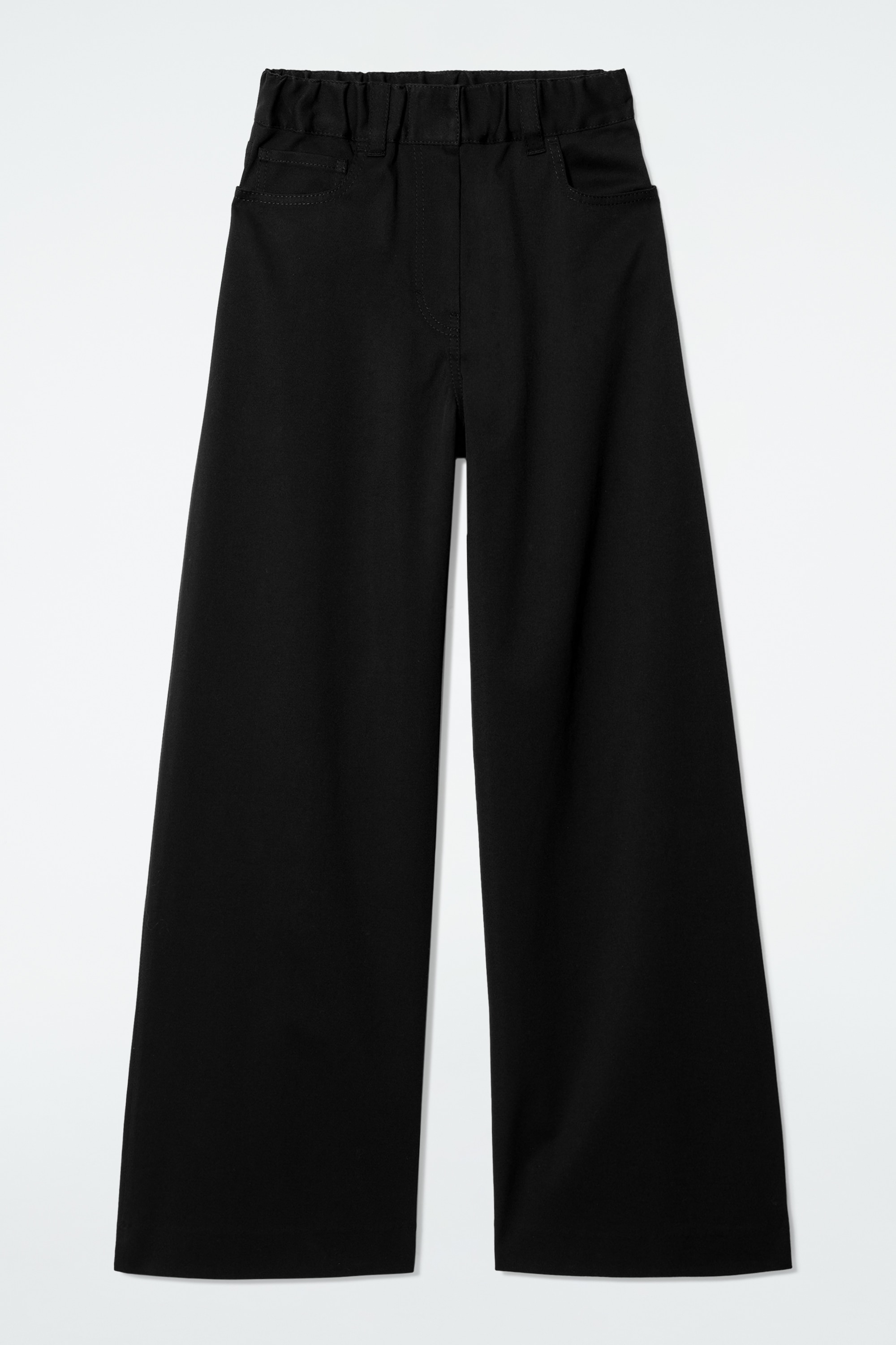 PANTALON LARGE EN COTON - NOIR/BEIGE CLAIR