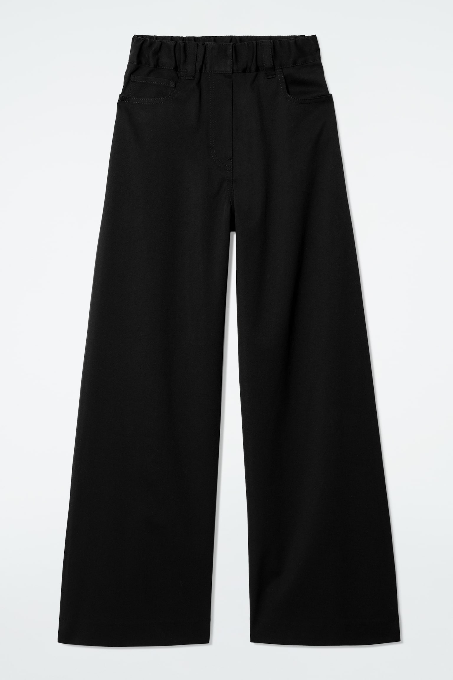 PANTALONI IN COTONE A GAMBA LARGA - NERO/BEIGE CHIARO - 2
