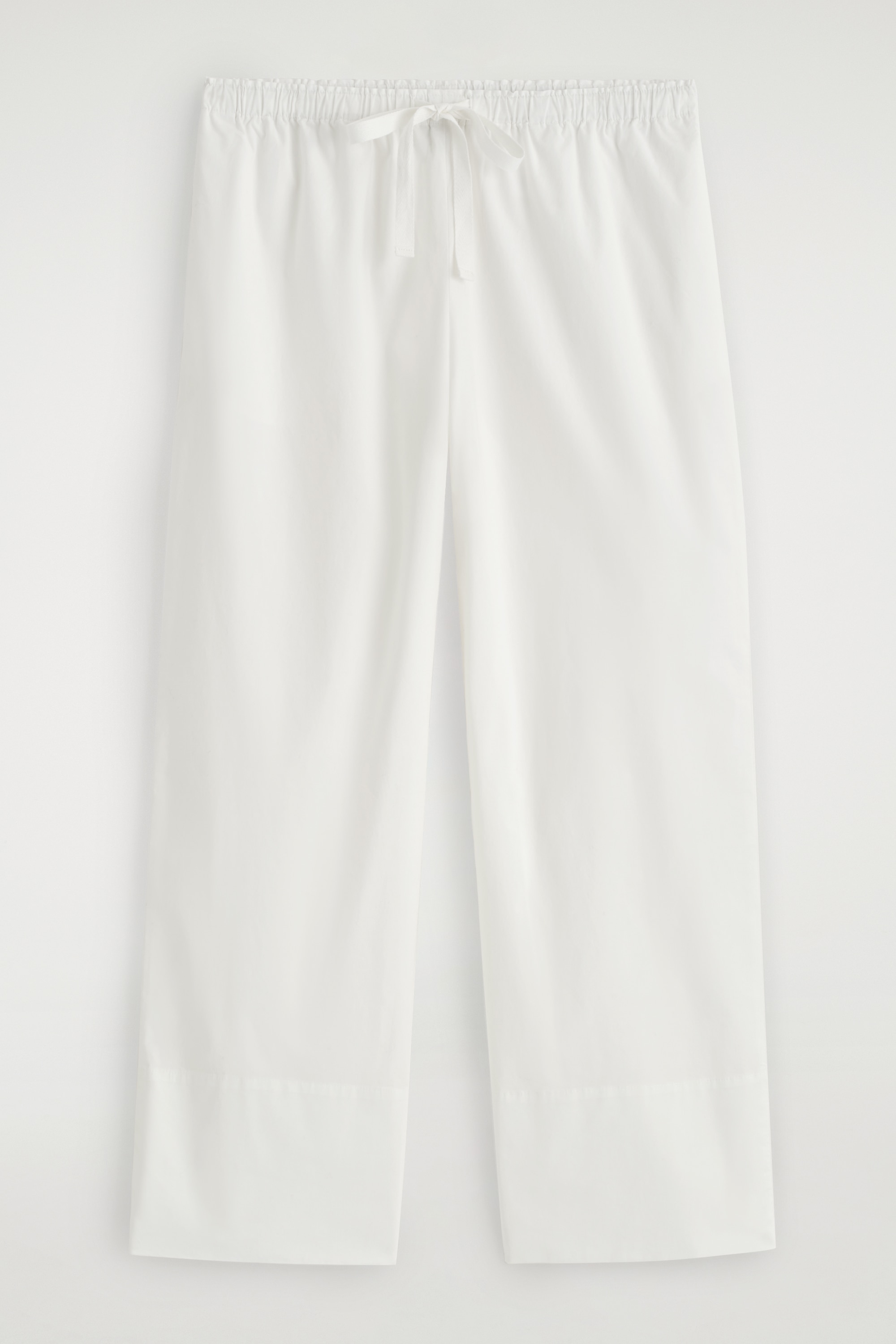 DRAWSTRING COTTON TROUSERS - WHITE/BLACK