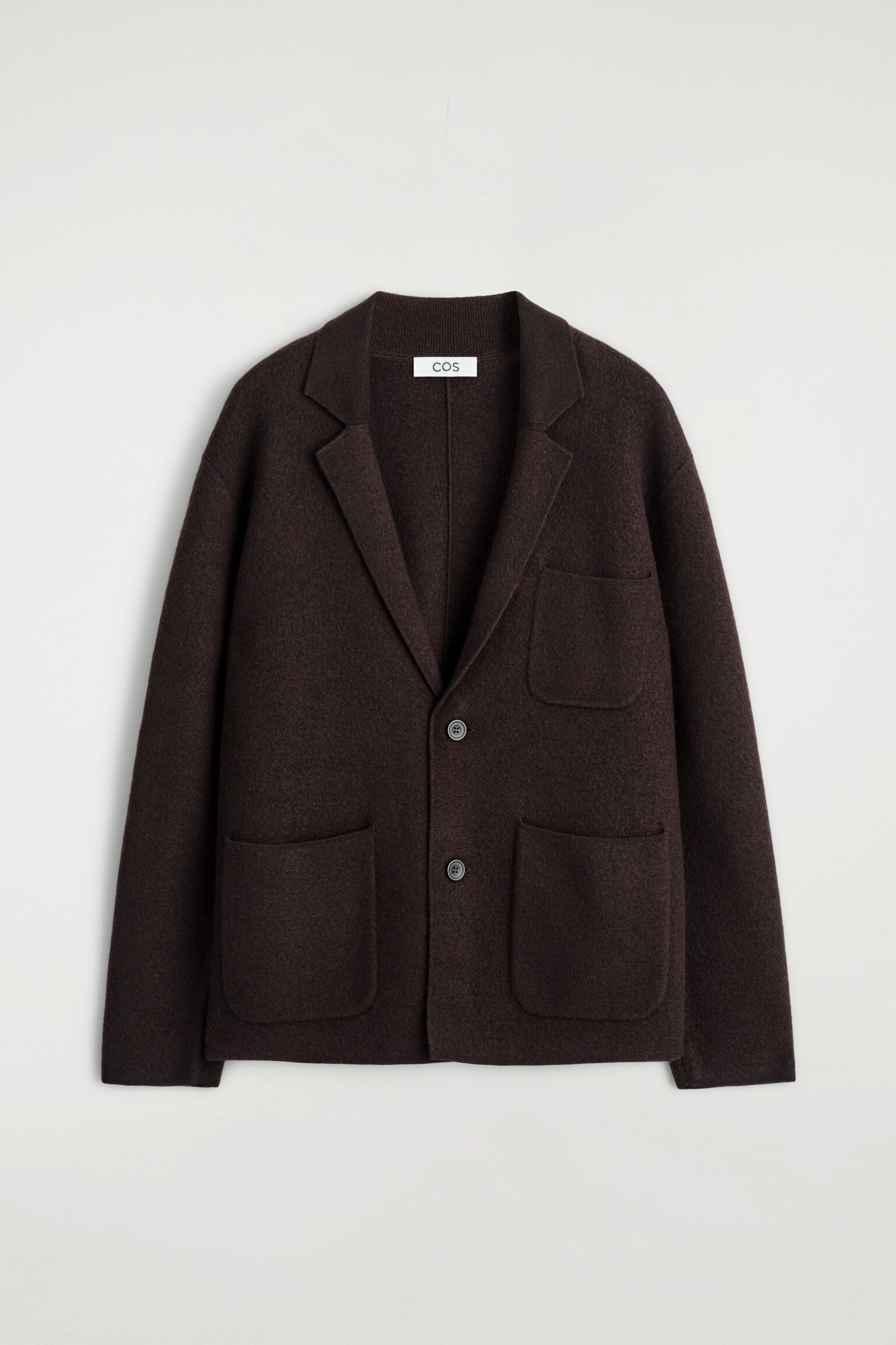 BOILED MERINO WOOL BLAZER - DARK BROWN - 2