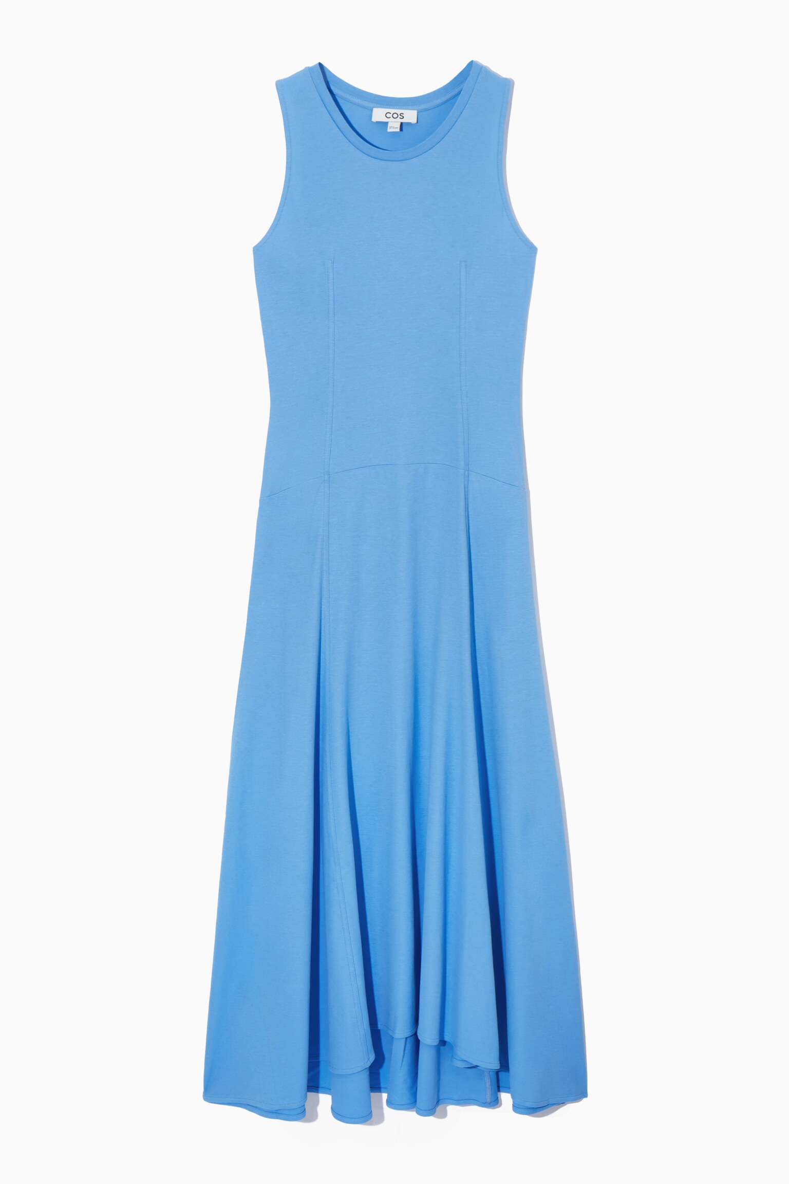 SLEEVELESS DROPPED-WAIST MAXI DRESS - LIGHT BLUE