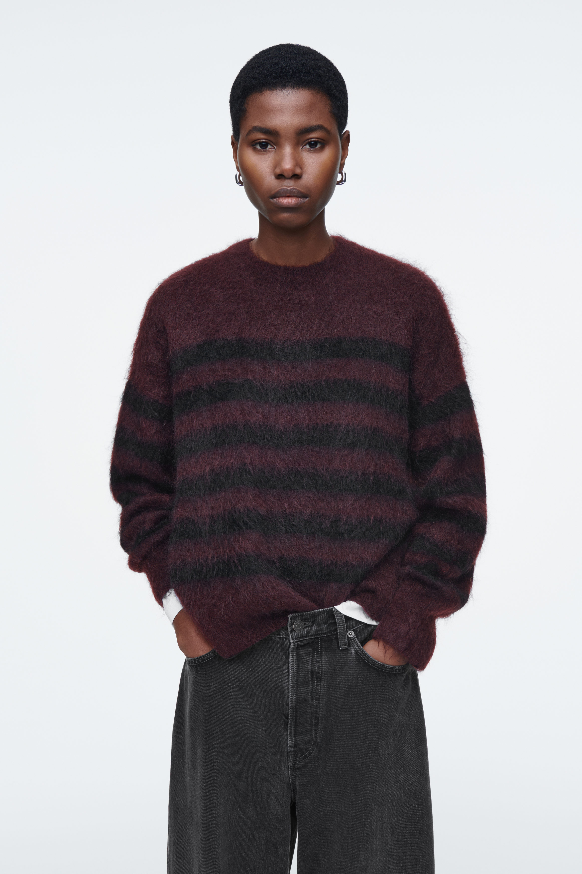 トップス stripes for creative MOHAIR CREW NECK XL Octave Striped Mohair Pullover – La Garçonne