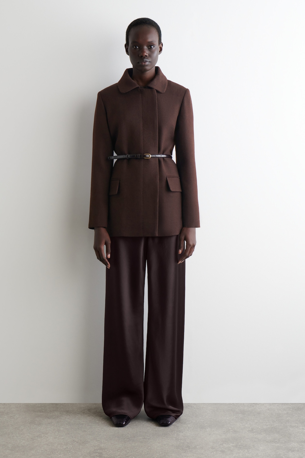 SATIN WIDE-LEG TROUSERS - DARK BROWN | COS NL