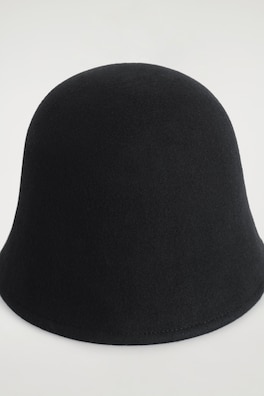 SCULPTED WOOL BUCKET HAT — BLACK 3