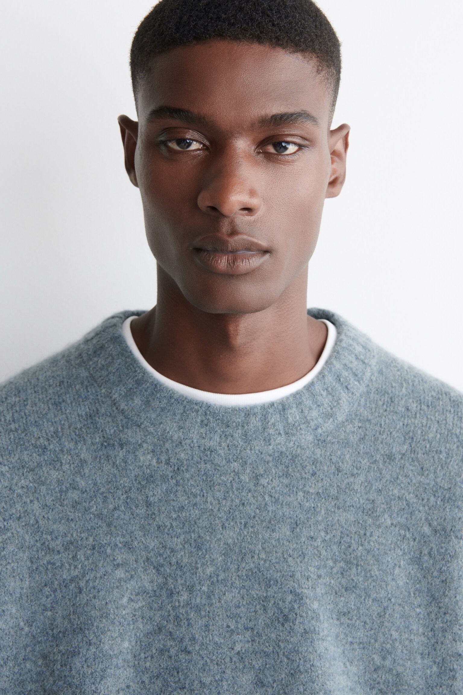 OVERSIZED ALPACA-BLEND CREW-NECK JUMPER - BLUE MÉLANGE/TAUPE MÉLANGE - 4