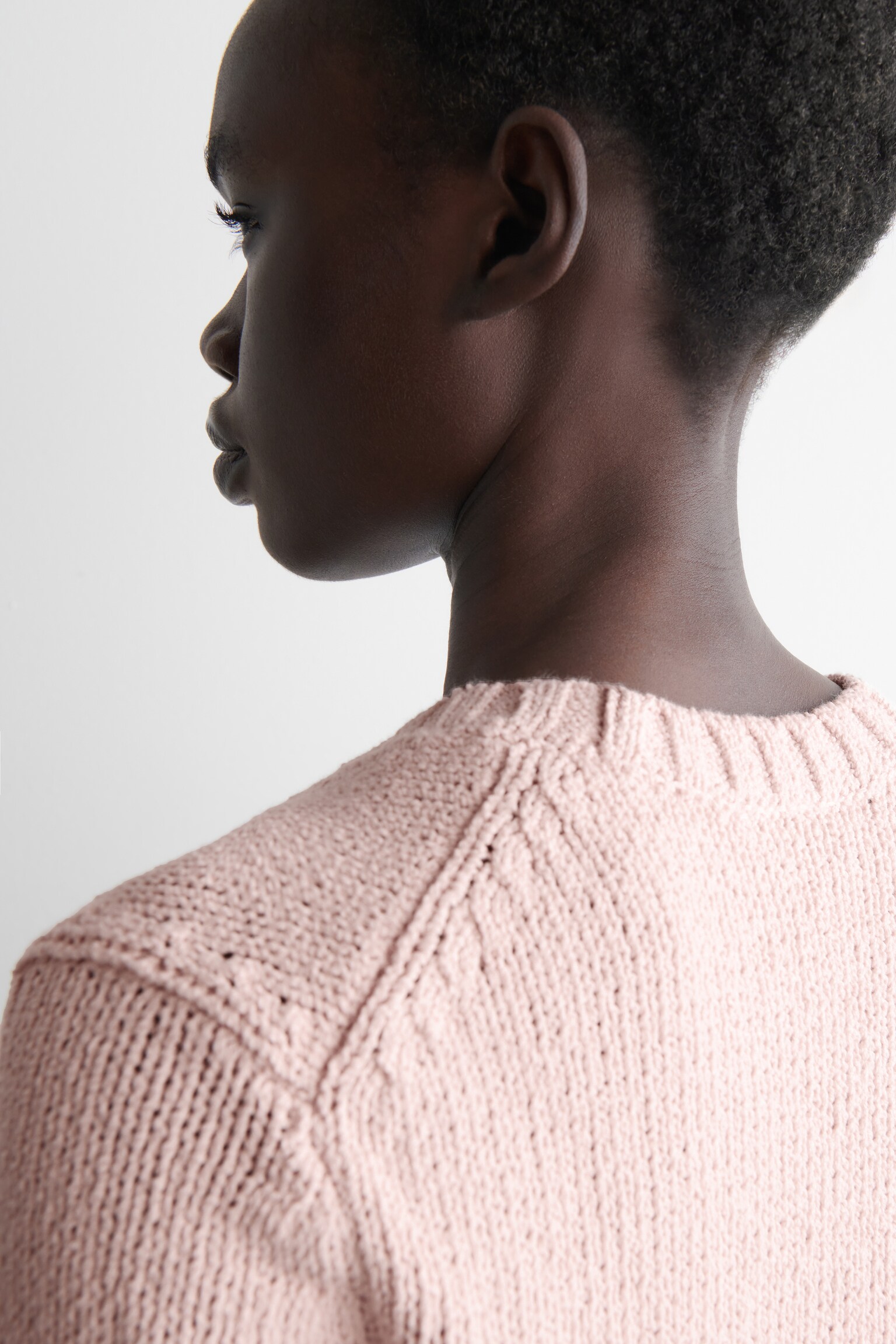 T-SHIRT IN MAGLIA DI COTONE - ROSA CHIARO/ÉCRU - 7