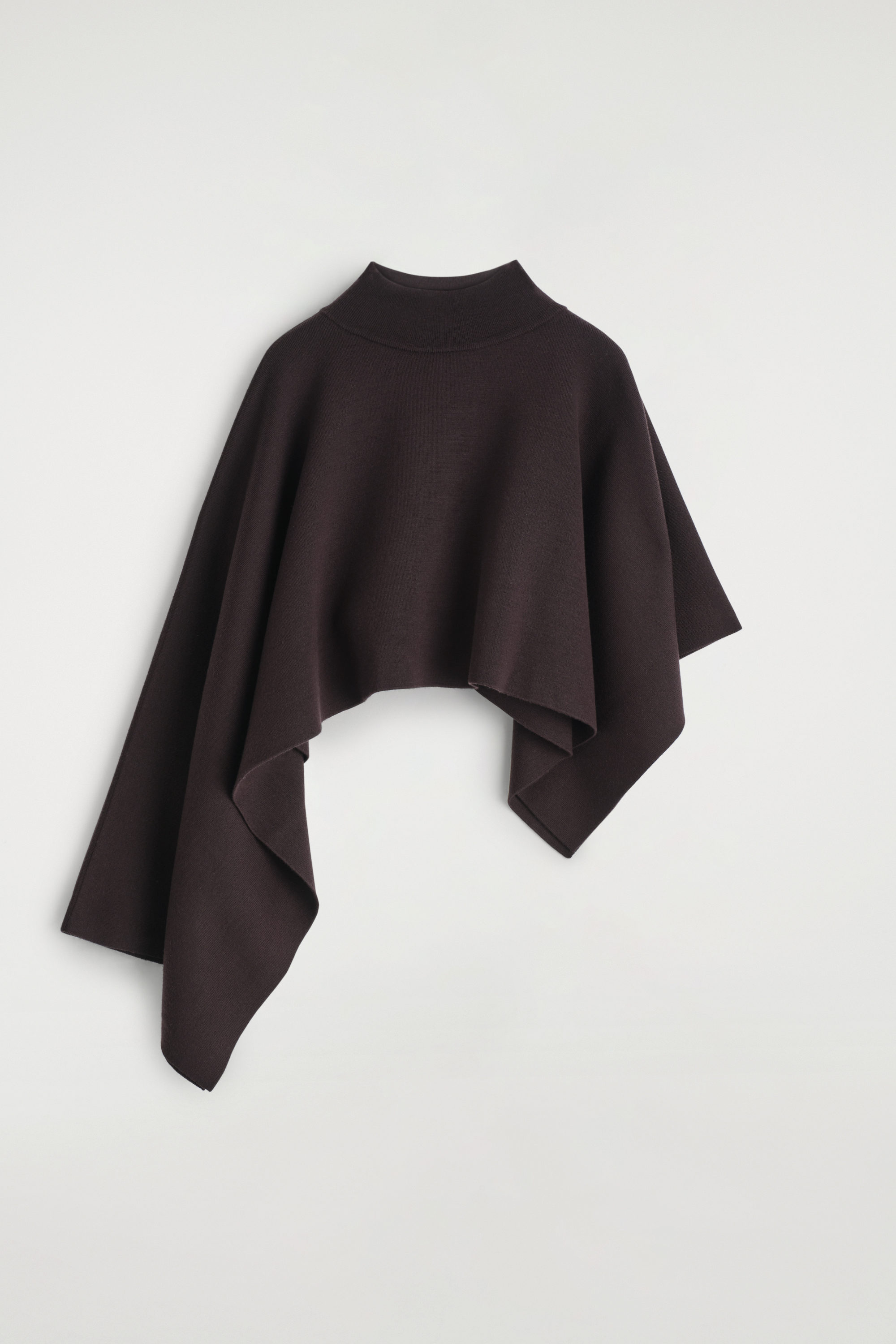 ASYMMETRIC DOUBLE-KNIT WOOL CAPE - DARK BROWN | COS