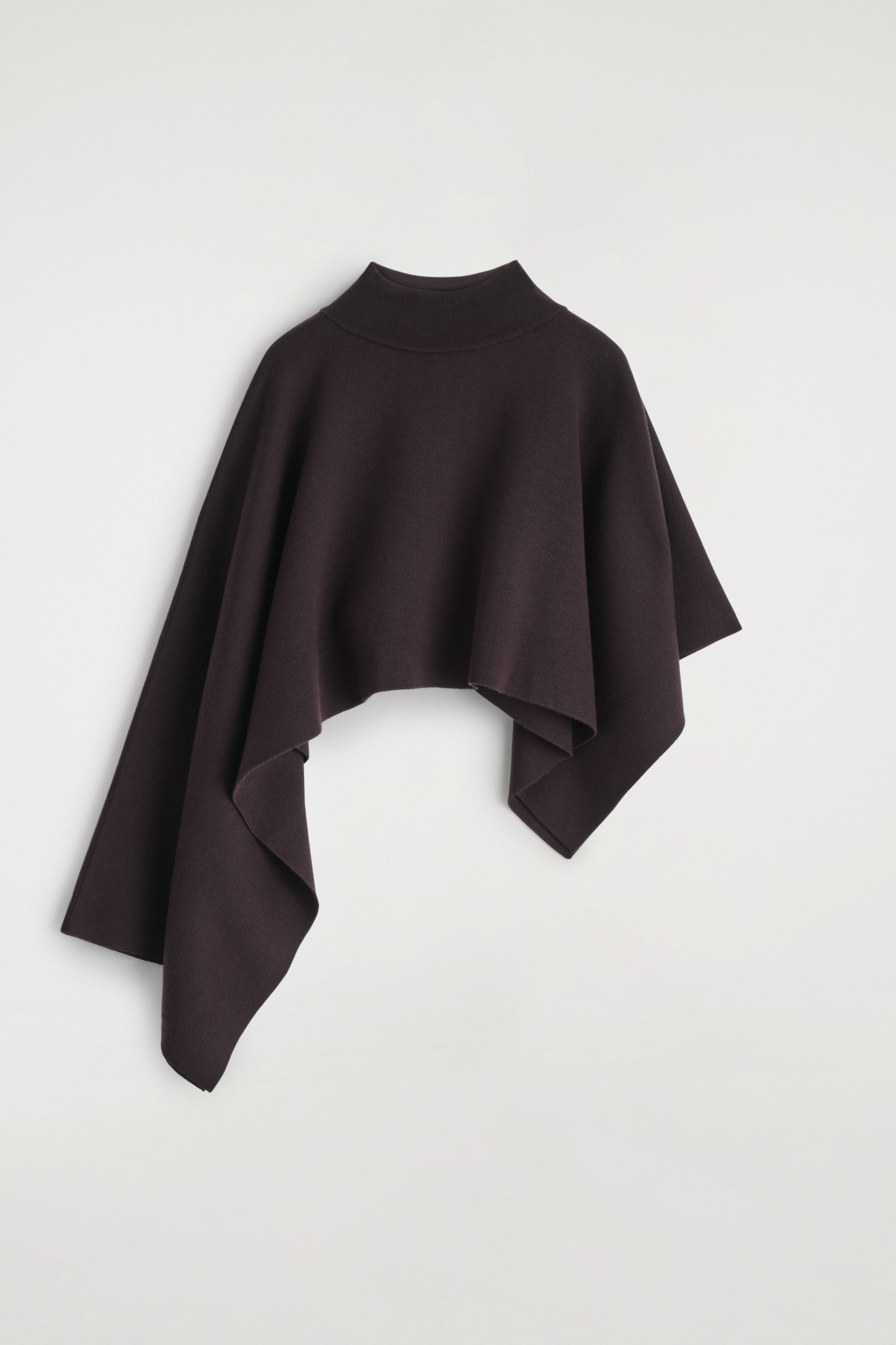 ASYMMETRIC DOUBLE-KNIT WOOL CAPE