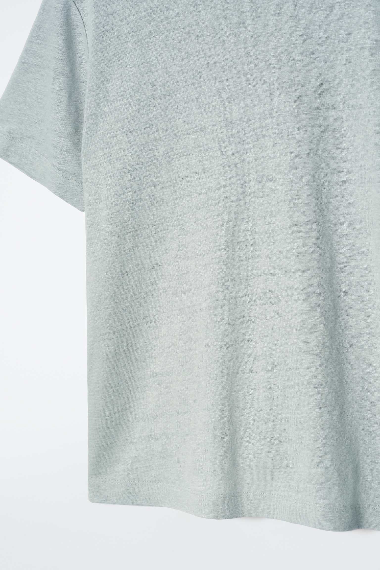 CAMISETA DE LINO CON CUELLO REDONDO - AZUL EMPOLVADO/SIN TEÑIR / RAYAS/BLANCO/NEGRO - 5
