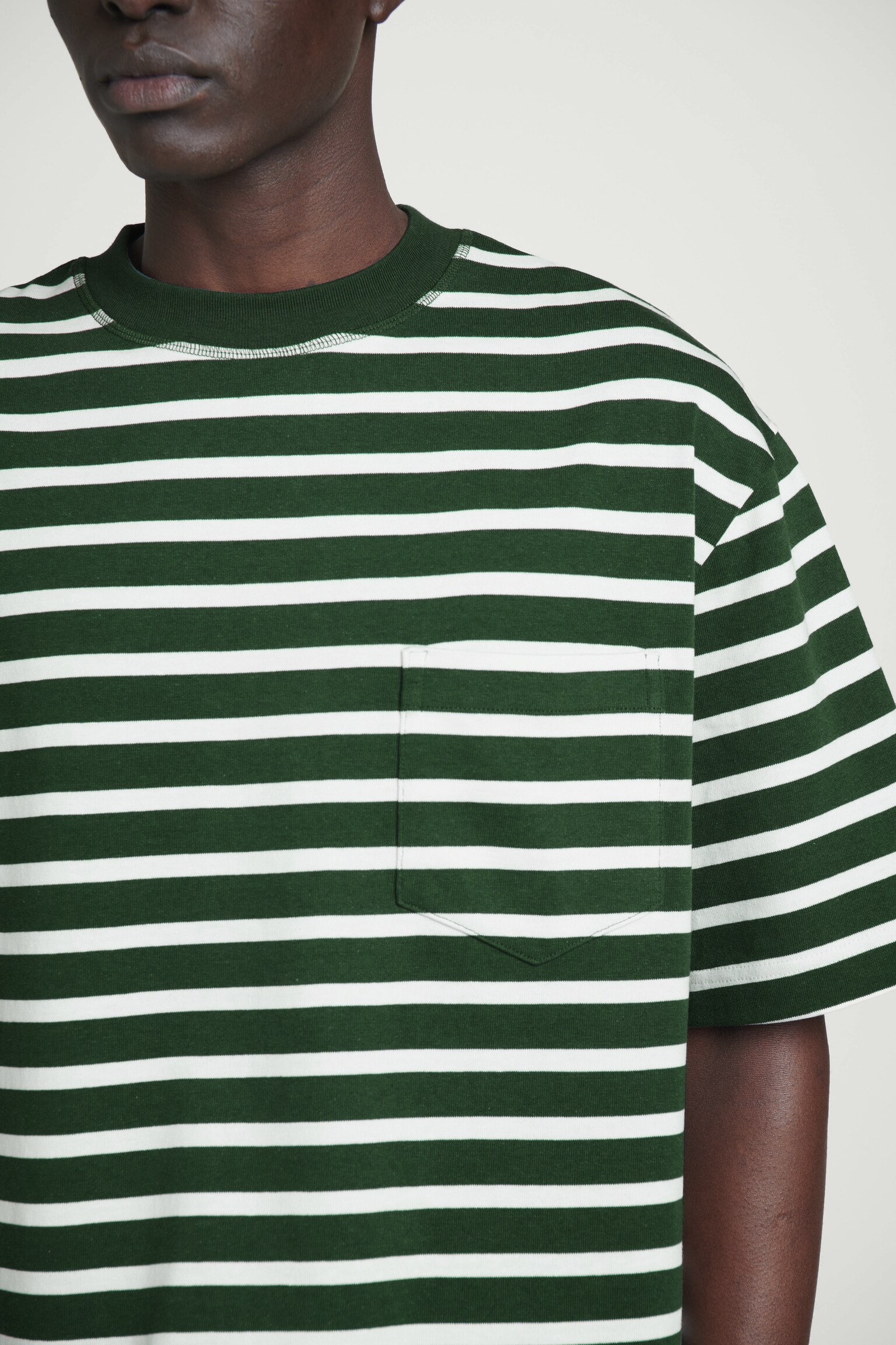 OVERSIZED HEAVYWEIGHT COTTON T-SHIRT - GREEN / WHITE / STRIPED/WHITE/BLACK/BROWN / STRIPED/COBALT BLUE/NAVY / STRIPED/CREAM / STRIPED - 5