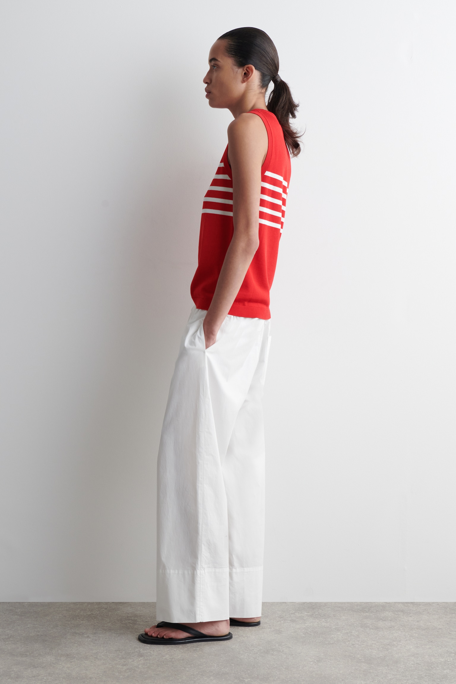 CAMISETA SIN MANGAS DE PUNTO CON RAYAS - ROJO / BLANCO / RAYAS/BLANCO/NEGRO/RAYAS - 3