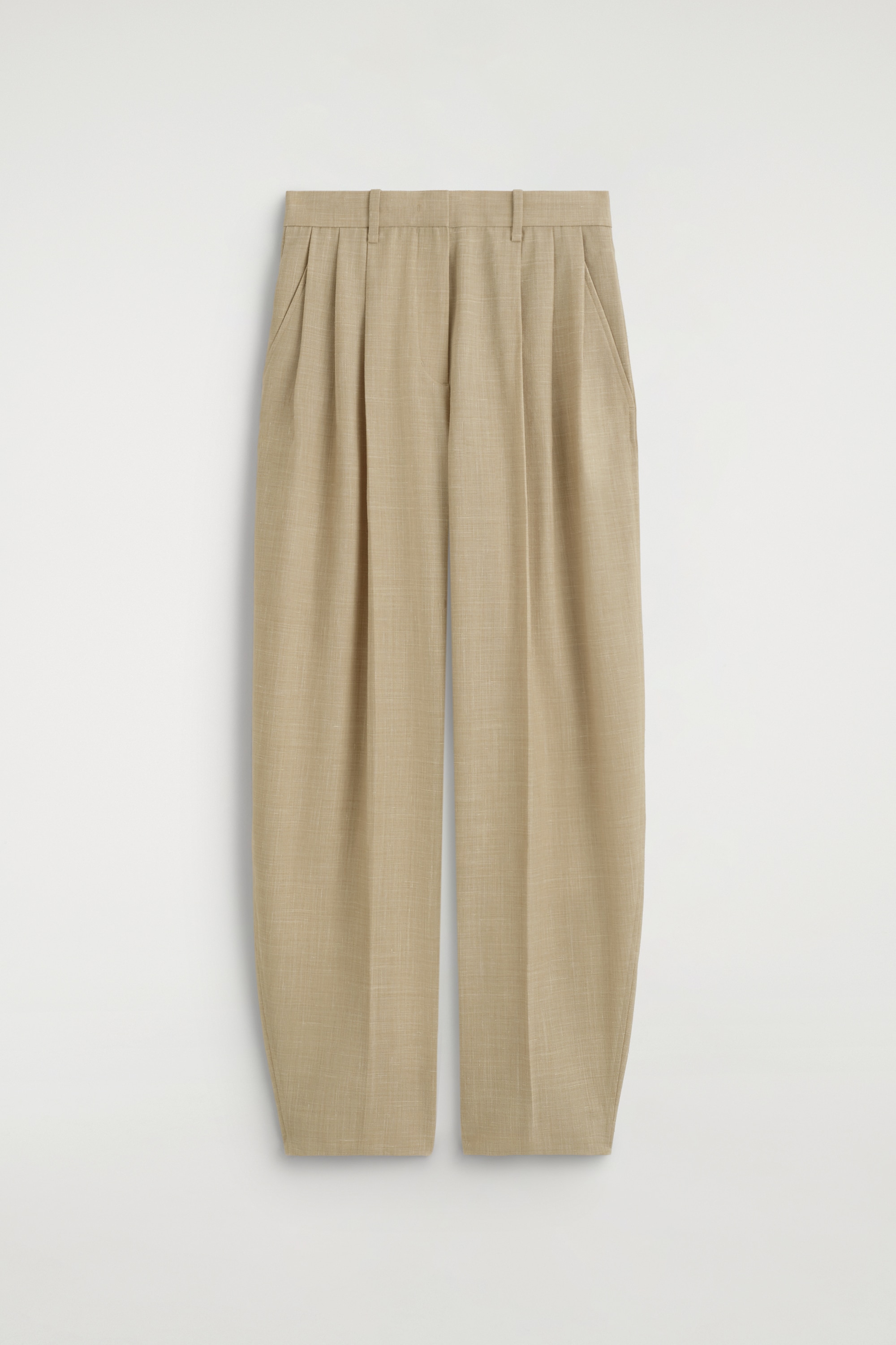 PANTALON TAILLEUR TULIPE À PLIS - BEIGE CHINÉ