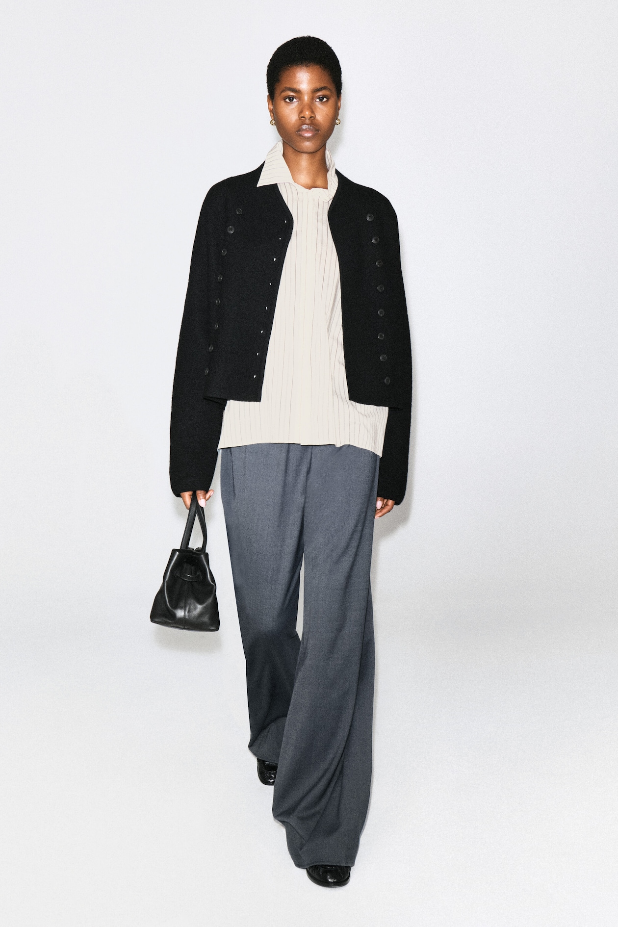 WOOL-BLEND WIDE-LEG PANTS — BLUE-GRAY