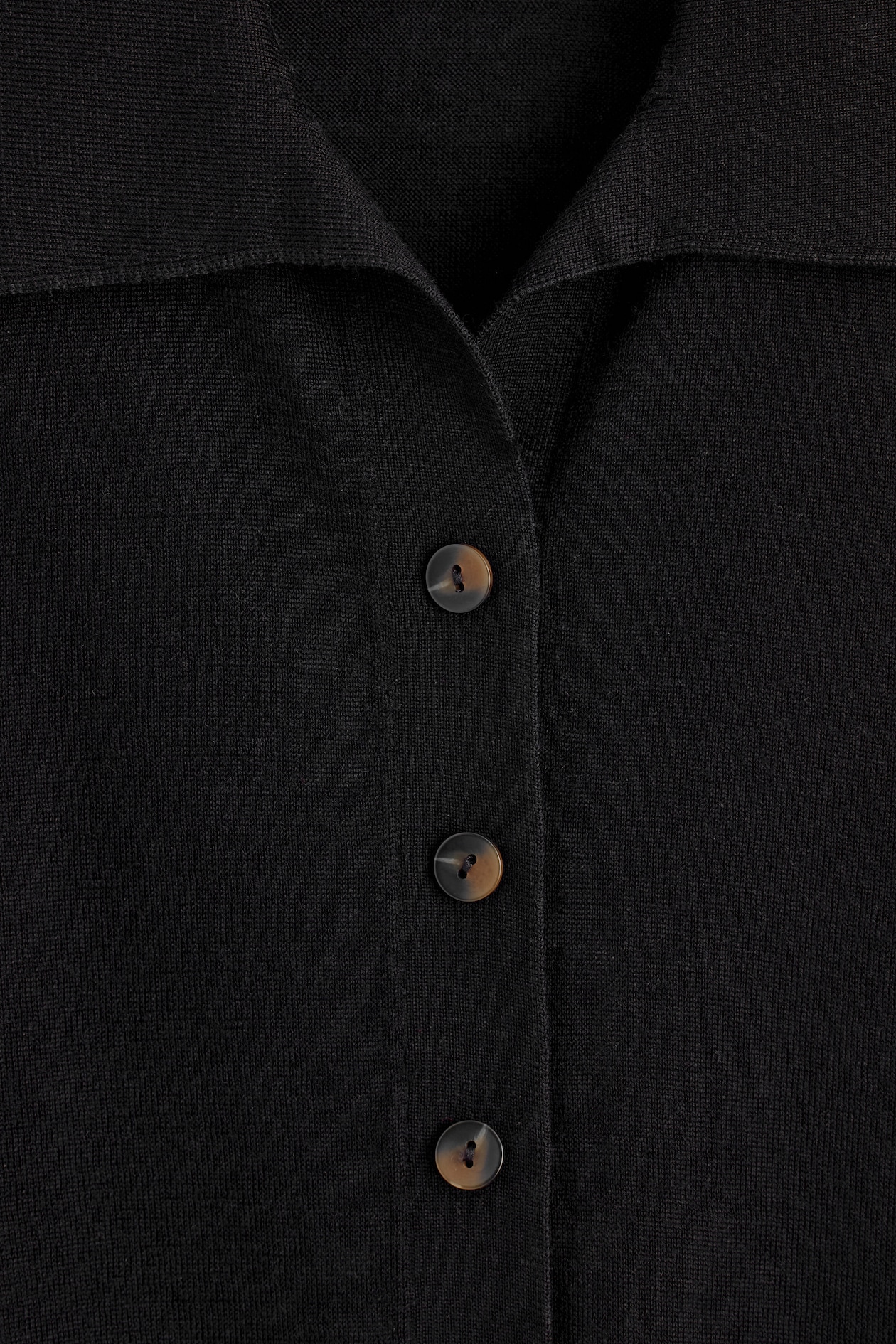 TIE-FRONT KNITTED WOOL SHIRT — BLACK