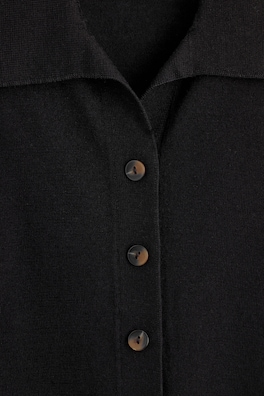 TIE-FRONT KNITTED WOOL SHIRT — BLACK 7